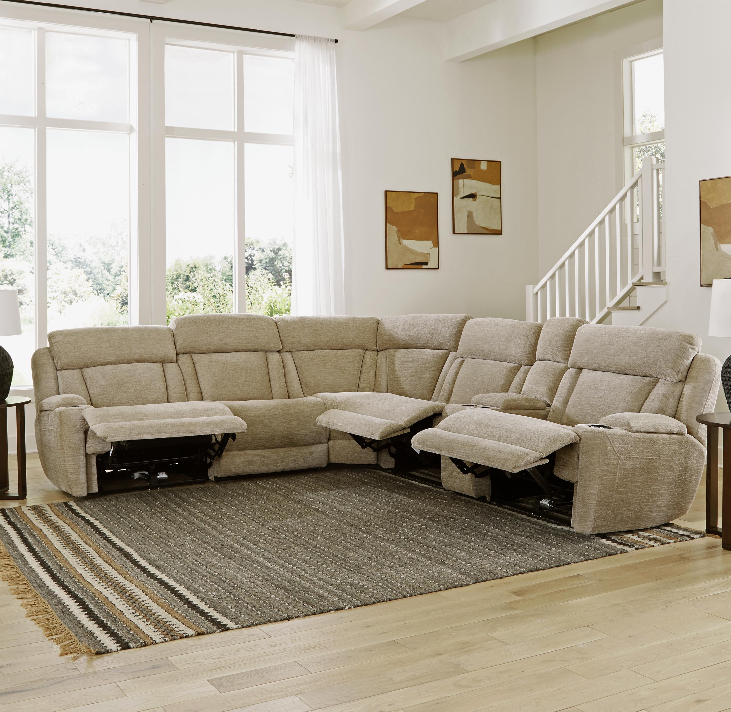 Parker Living Dalton - Lucky Fawn 6 Piece Modular Power Reclining Sectional with Power Adjustable Headrests - Image 2