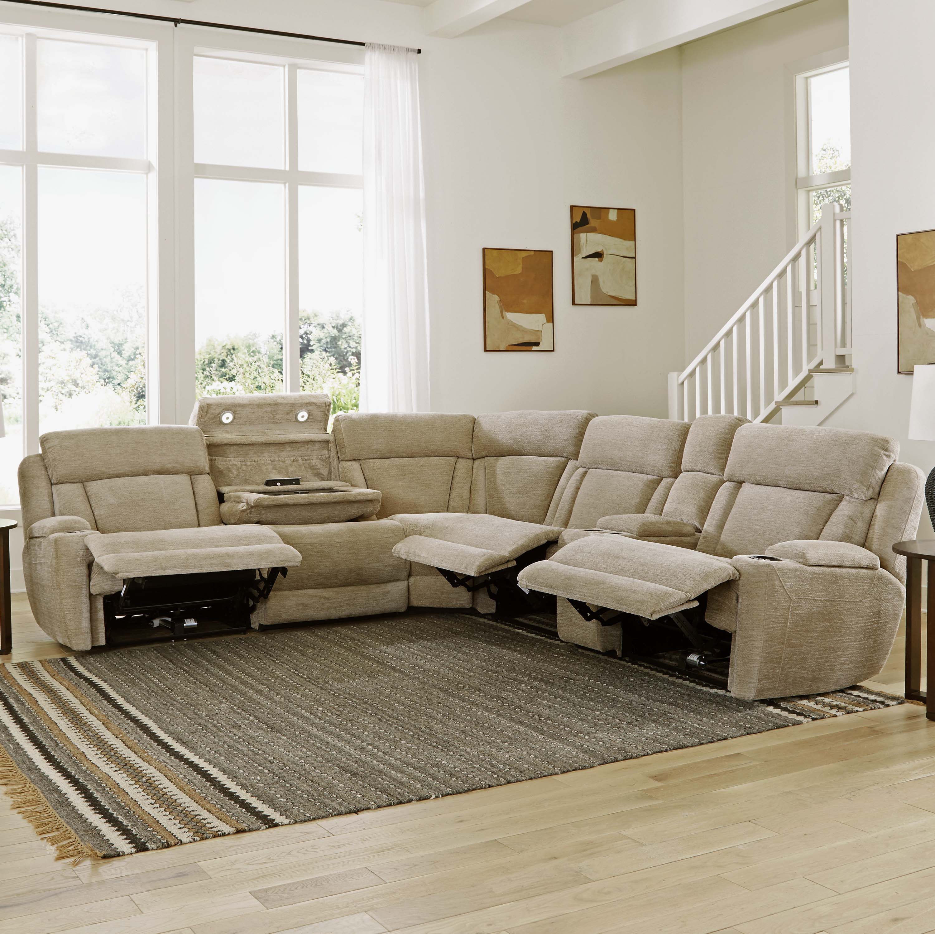 Parker Living Dalton - Lucky Fawn 6 Piece Modular Power Reclining Sectional with Power Adjustable Headrests - Image 3