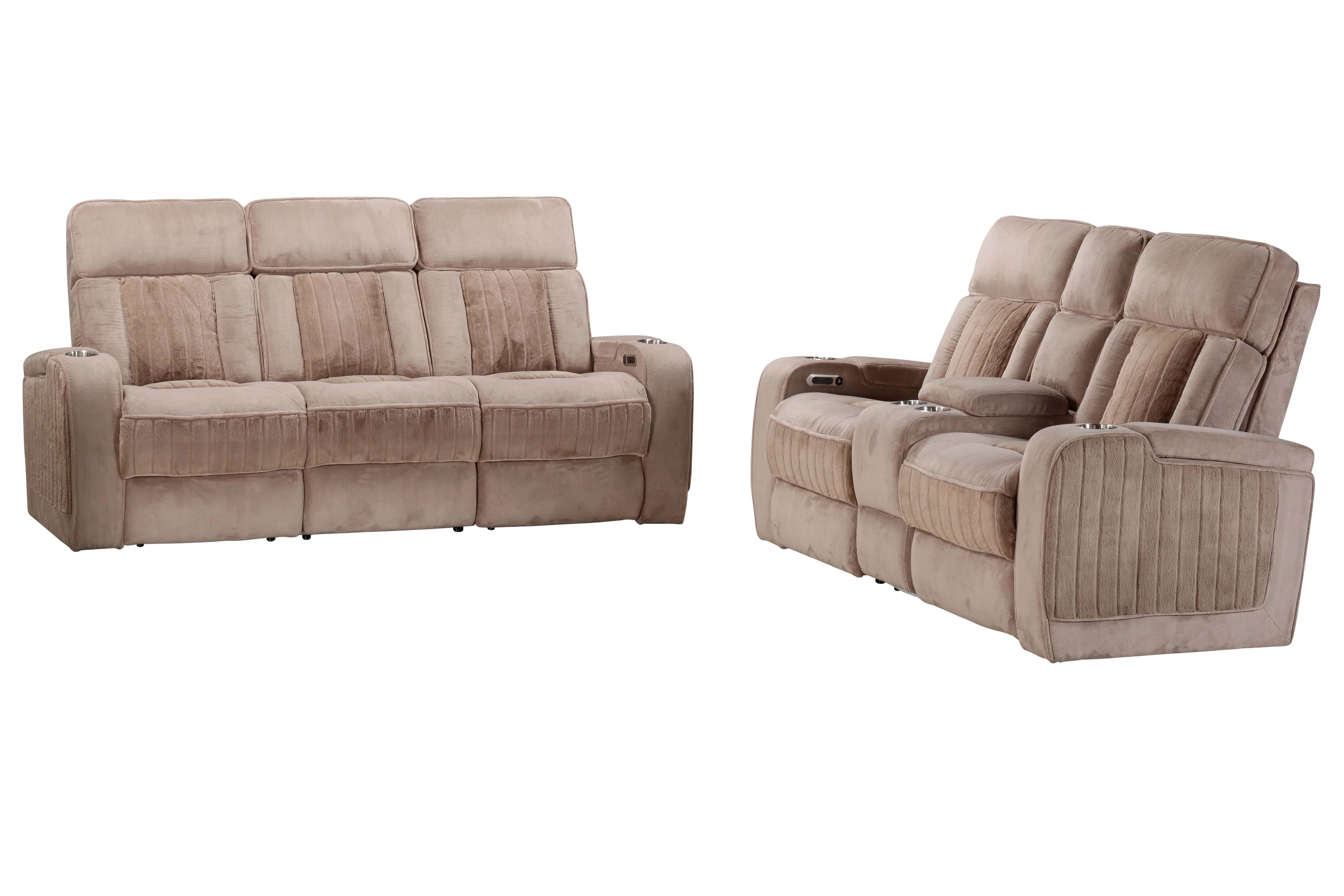 Parker Living Equinox - Mushroom Power Reclining Sofa and Loveseat - Image 2