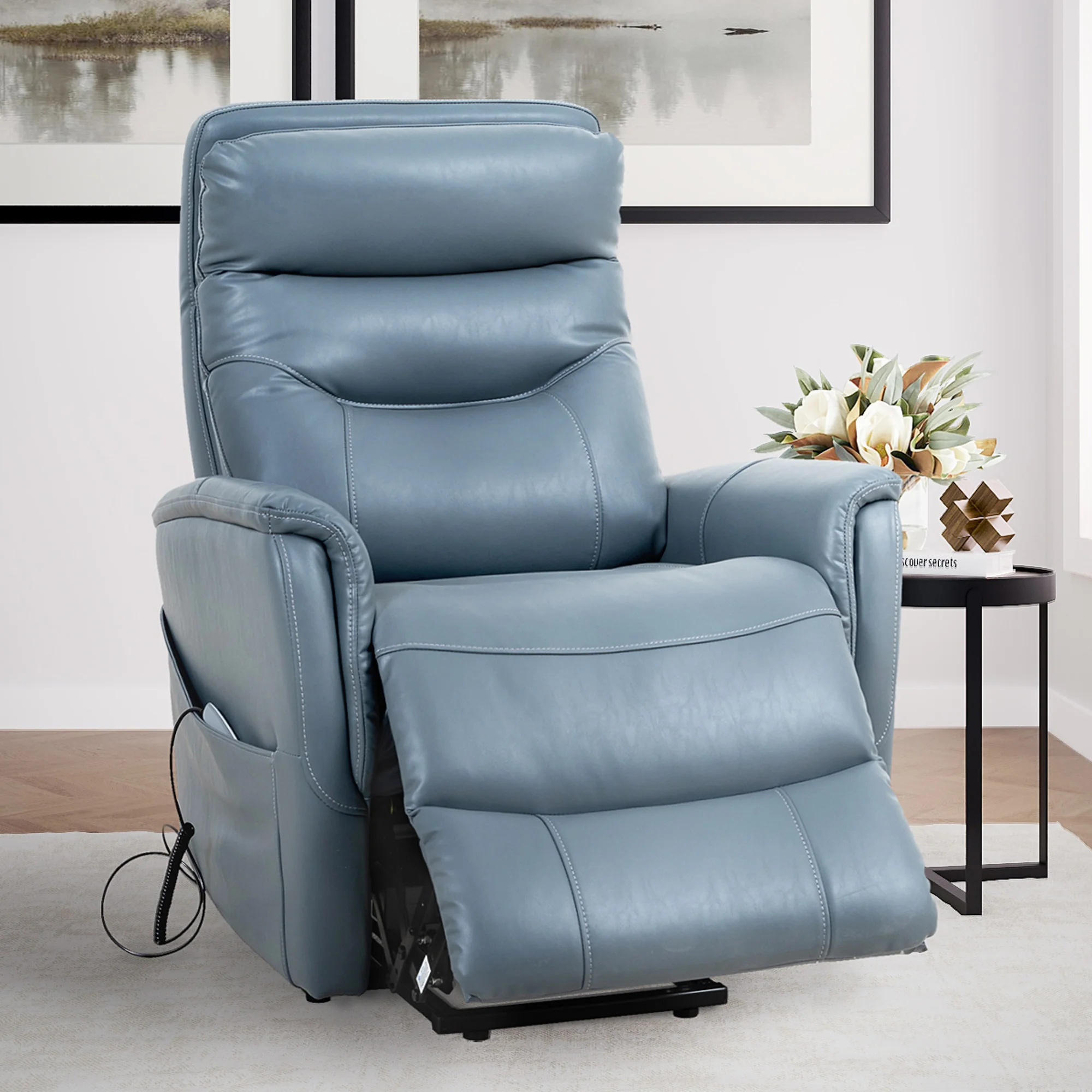 Parker Living Gemini - Softy Azure Power Lift Recliner with Articulating Headrest - Image 3
