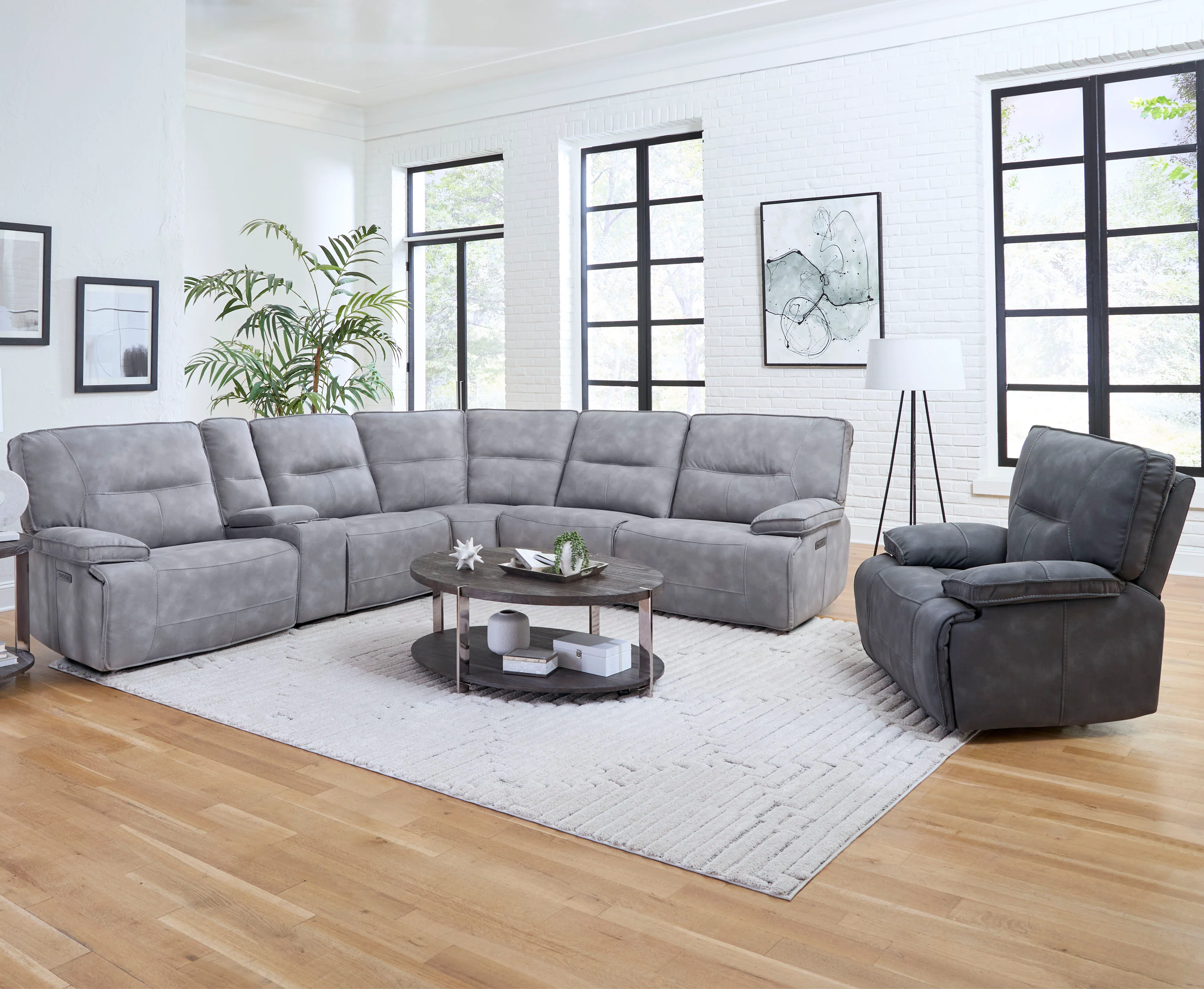 Parker Living Gladiator - Sky 6 Piece Modular Power Reclining Sectional with Power Adjustable Headrests - Image 3