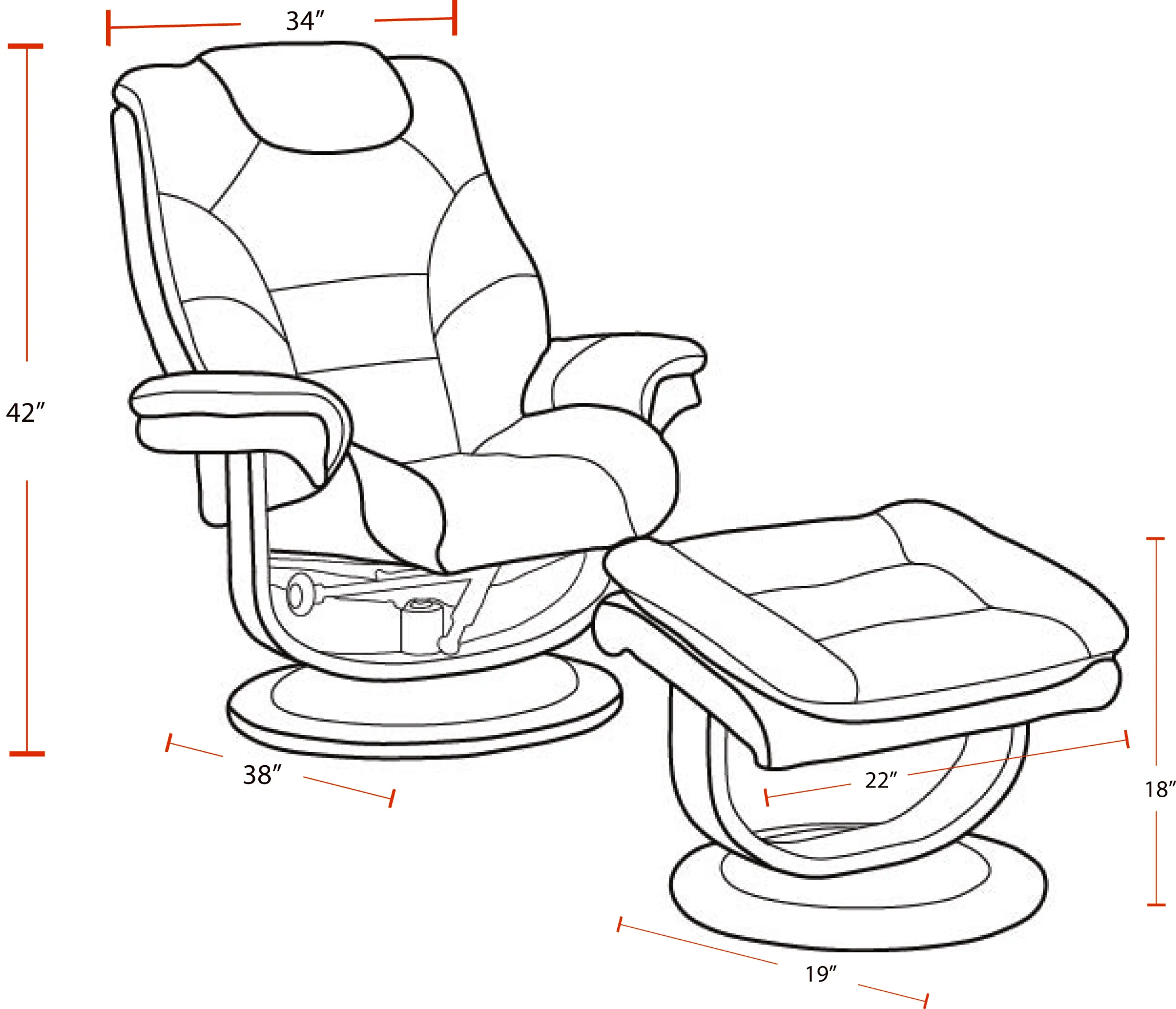 Parker Living Knight - Black Manual Reclining Swivel Chair and Ottoman - Image 4