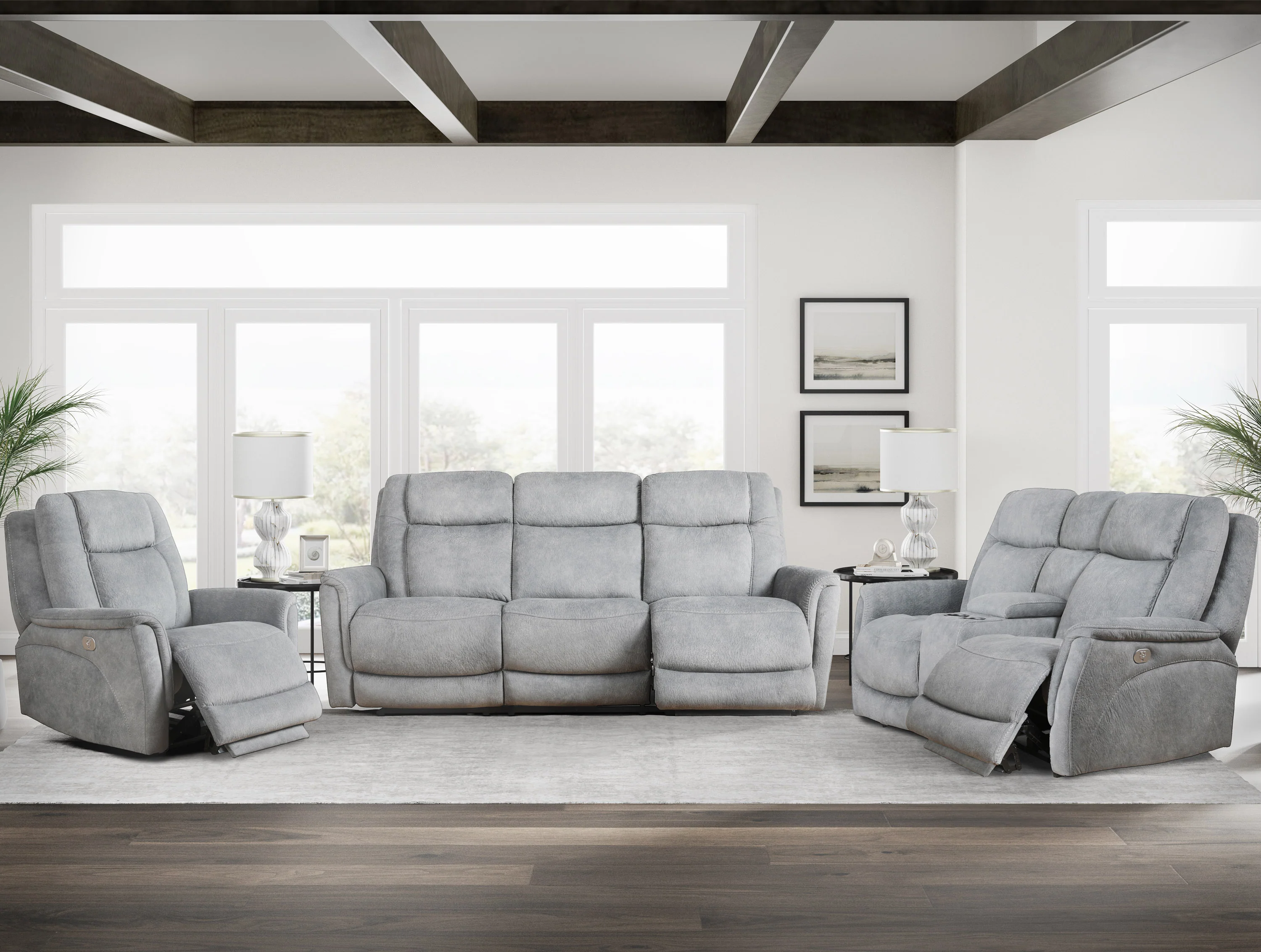 Parker Living Linus - Hudson Grey Power Reclining Sofa Loveseat and Recliner - Image 3