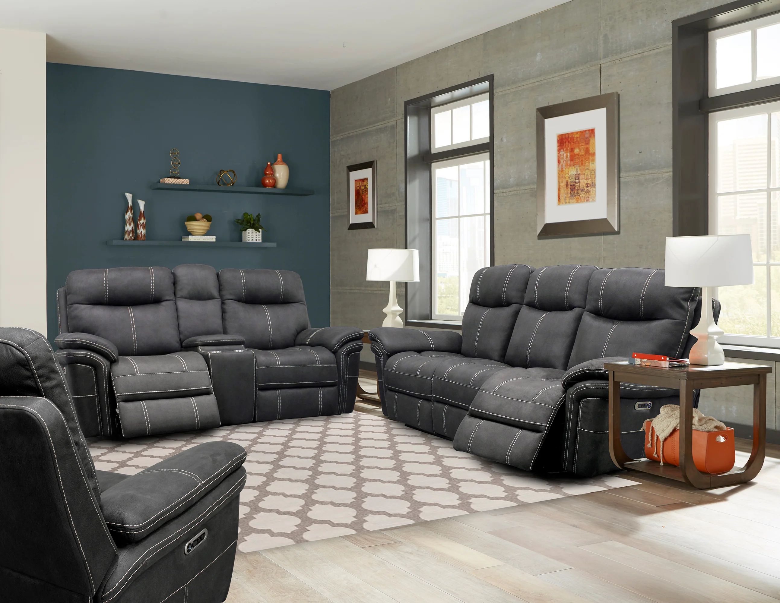 Parker Living Mason - Charcoal Power Reclining Sofa Loveseat and Recliner - Image 3