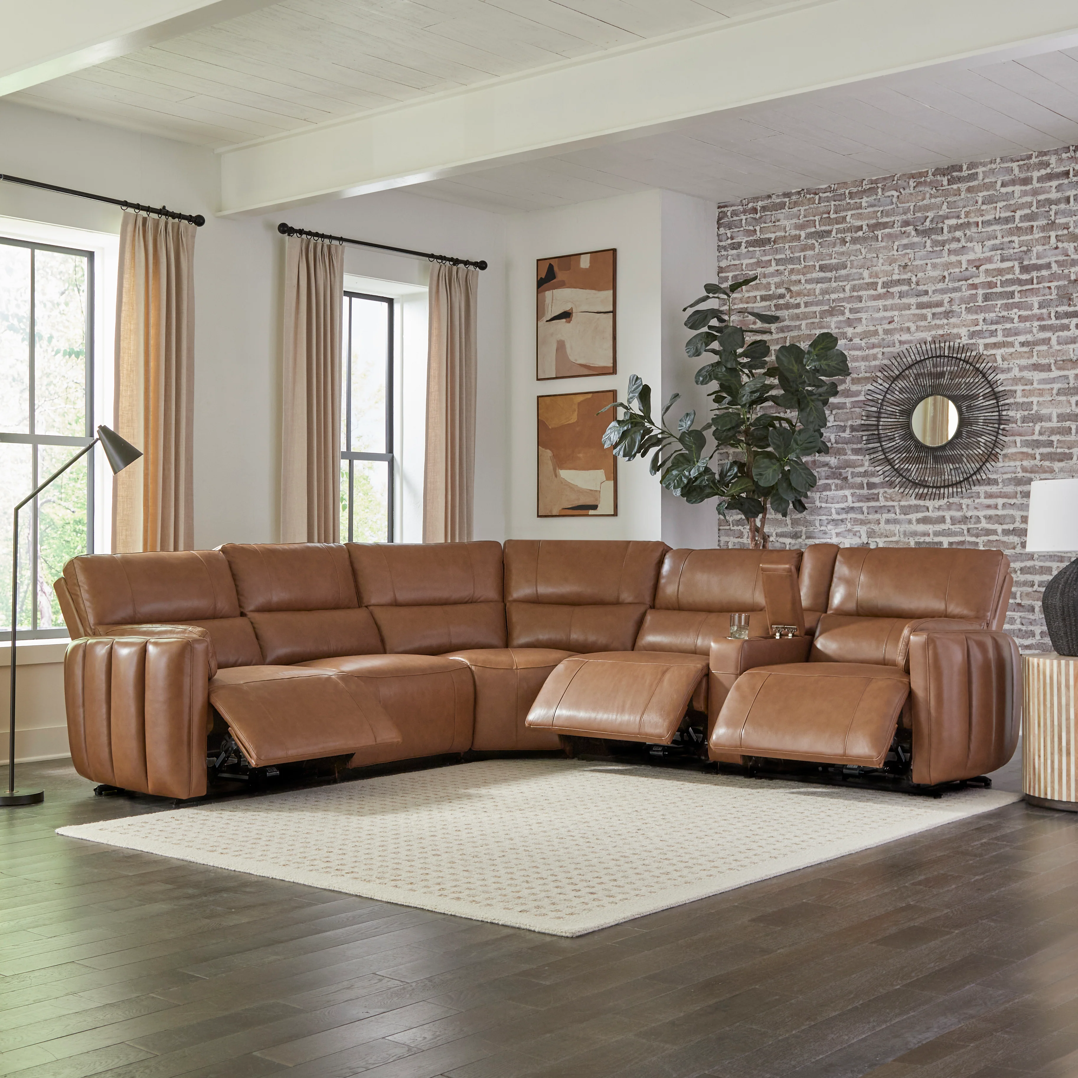 Parker Living Modesto - Sable 6 Piece Modular Power Reclining Sectional with Power Adjustable Headrests - Image 3