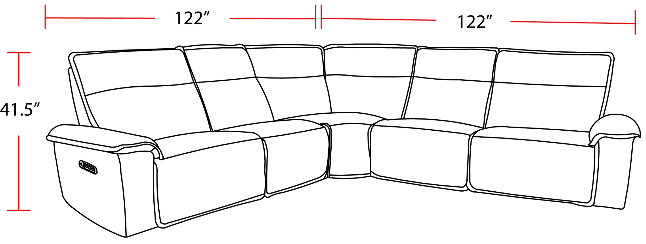 Parker Living Perimeter - Hearth Stone 5 Piece Modular Power Reclining Sectional with Power Adjustable Headrests - Image 3