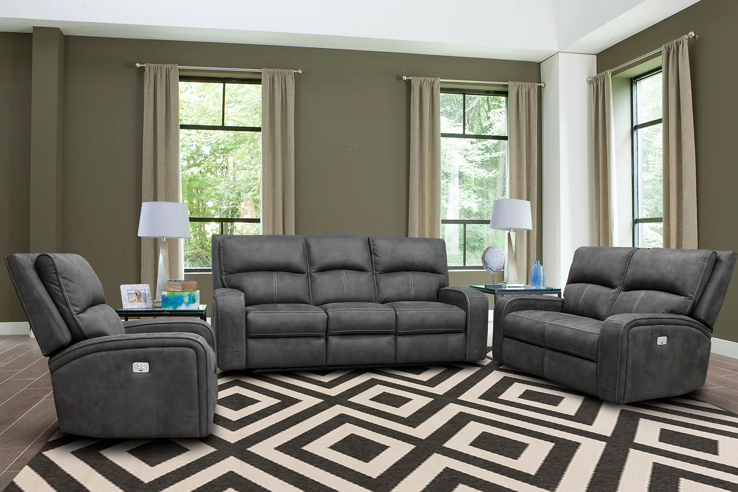 Parker Living Polaris - Slate Power Reclining Sofa Loveseat and Recliner - Image 3