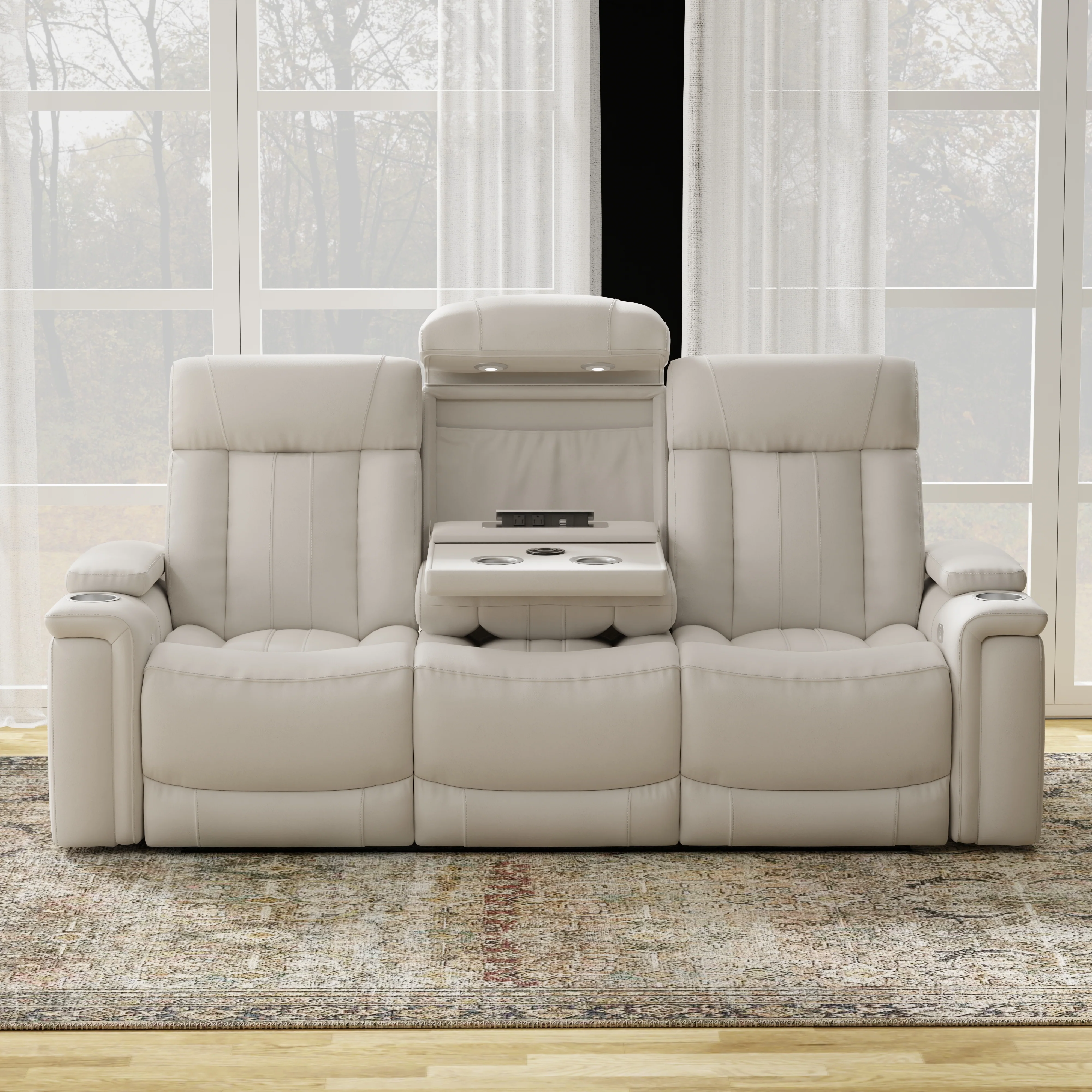 Parker Living Royce - Fantom Ivory Power Reclining Sofa with Drop Down Console - Image 6