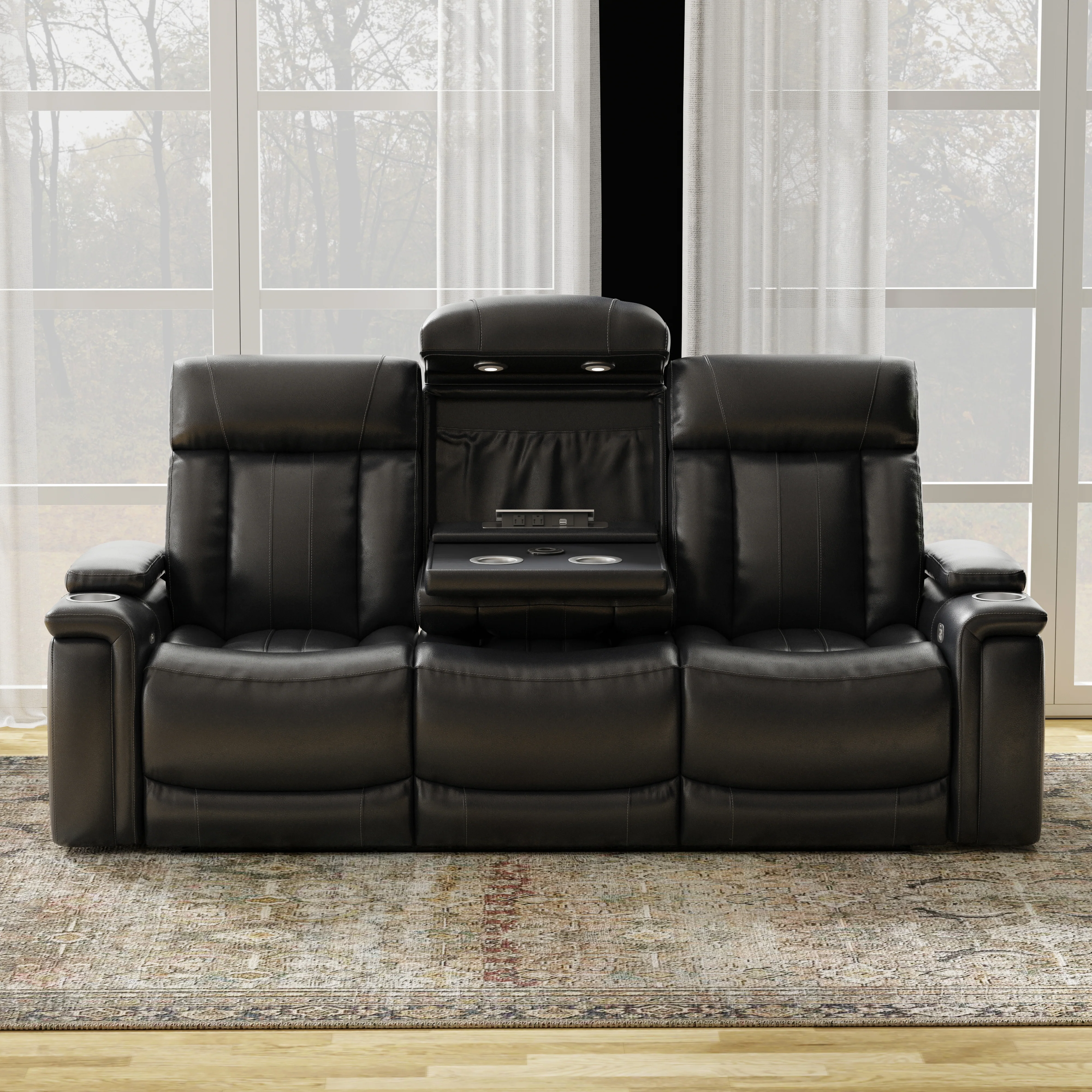 Parker Living Royce - Midnight Power Reclining Sofa with Drop Down Console - Image 6