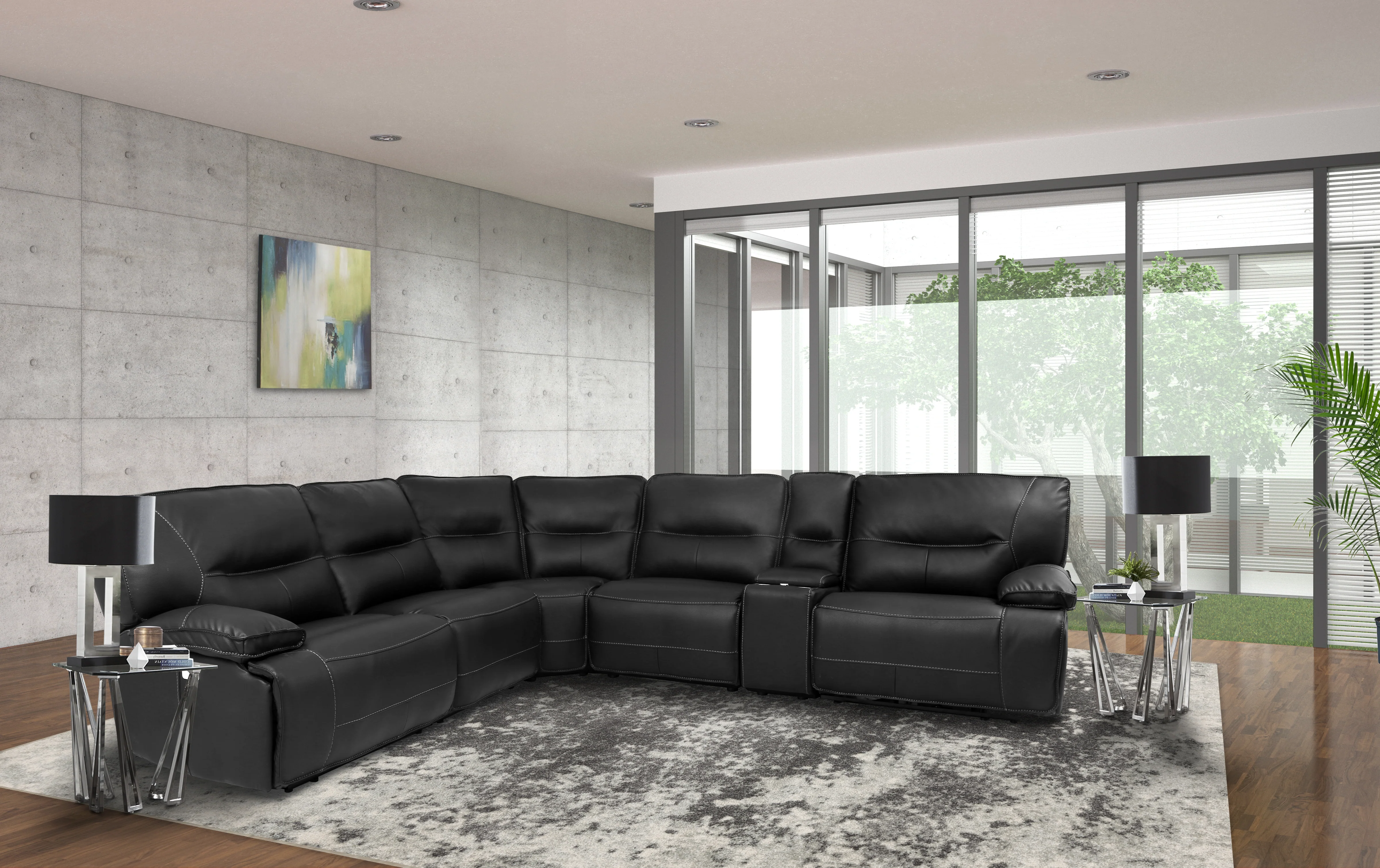 Parker Living Spartacus - Black 6 Piece Modular Power Reclining Sectional with Power Adjustable Headrests - Image 2