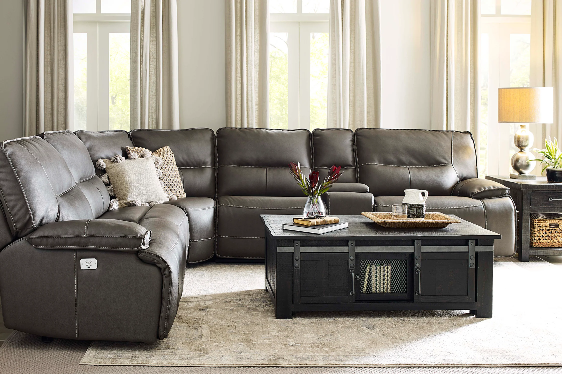 Parker Living Spartacus - Haze 6 Piece Modular Power Reclining Sectional with Power Adjustable Headrests - Image 3
