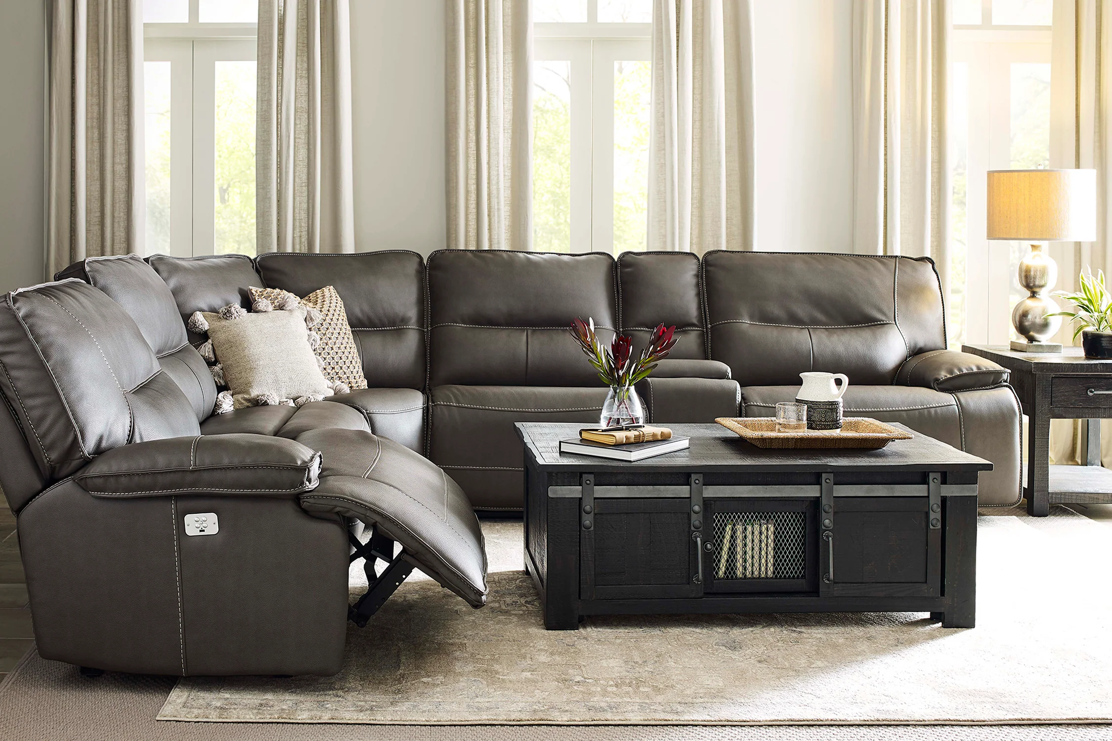 Parker Living Spartacus - Haze 6 Piece Modular Power Reclining Sectional with Power Adjustable Headrests - Image 4