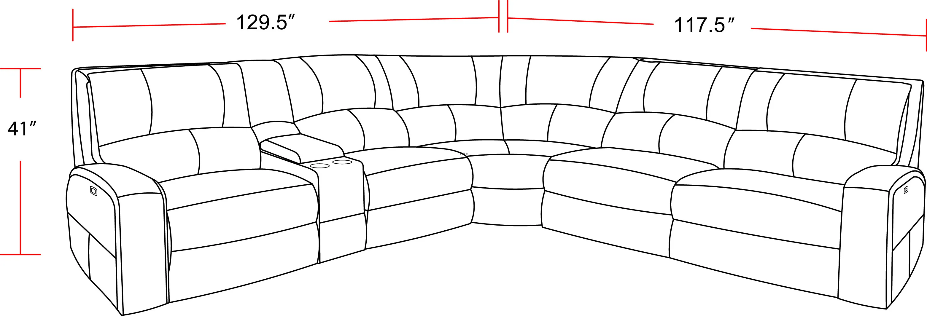 Parker Living Swift - Bourbon 6 Piece Modular Power Reclining Sectional with Power Adjustable Headrests - Image 4