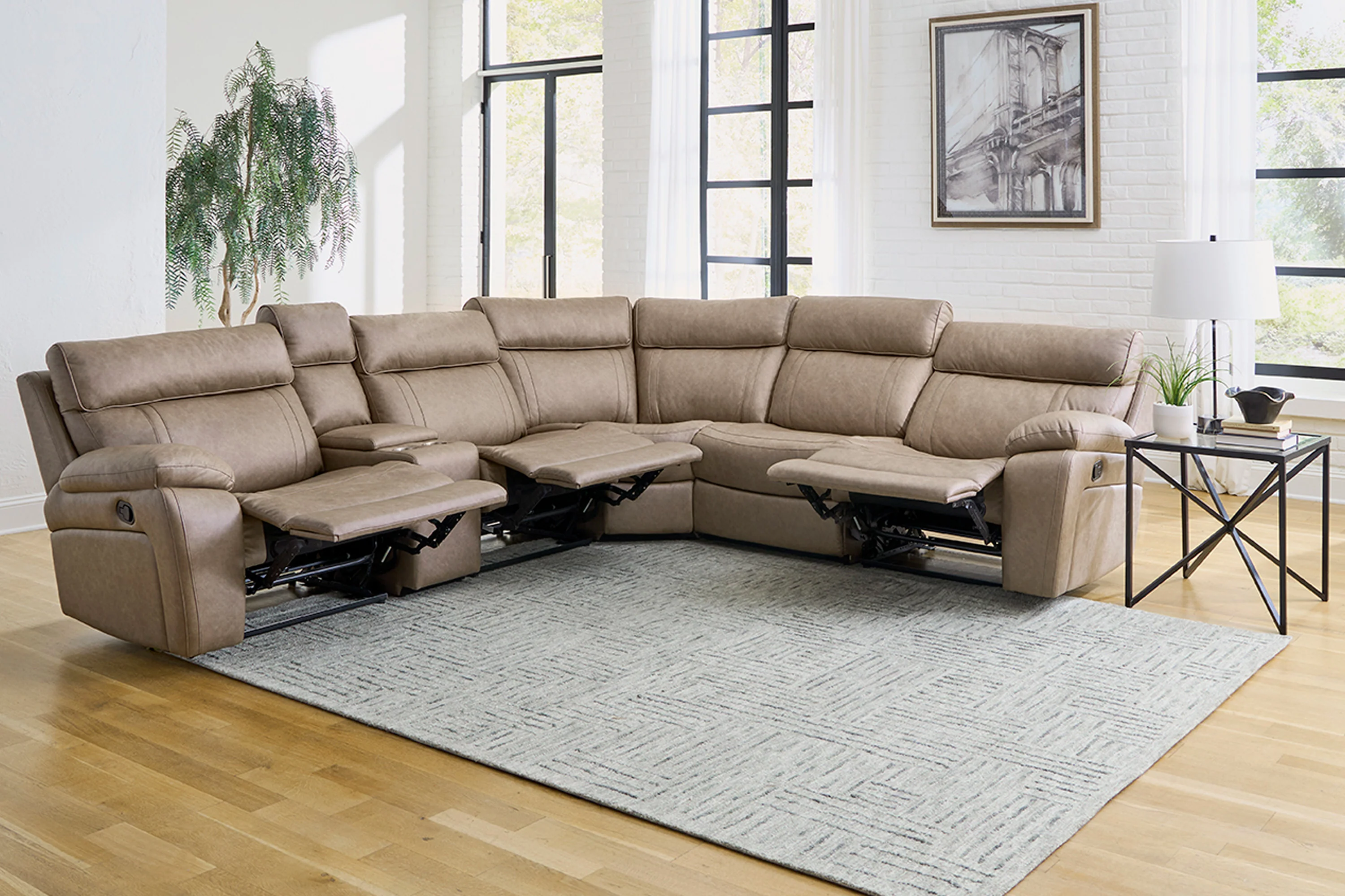 Parker Living Theon - Stokes Toffee 6 Piece Modular Manual Reclining Sectional and Entertainment Console - Image 3