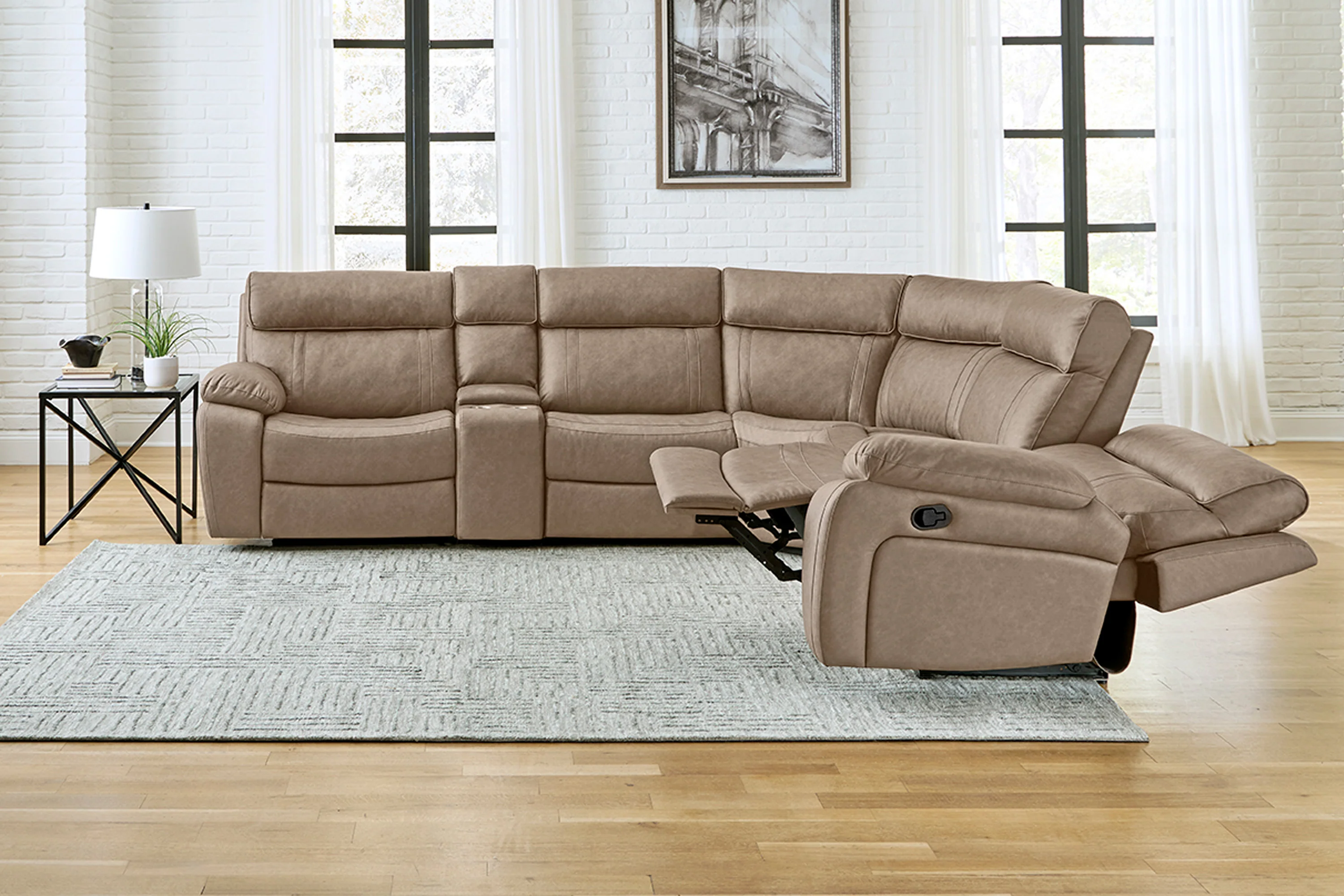 Parker Living Theon - Stokes Toffee 6 Piece Modular Manual Reclining Sectional and Entertainment Console - Image 4