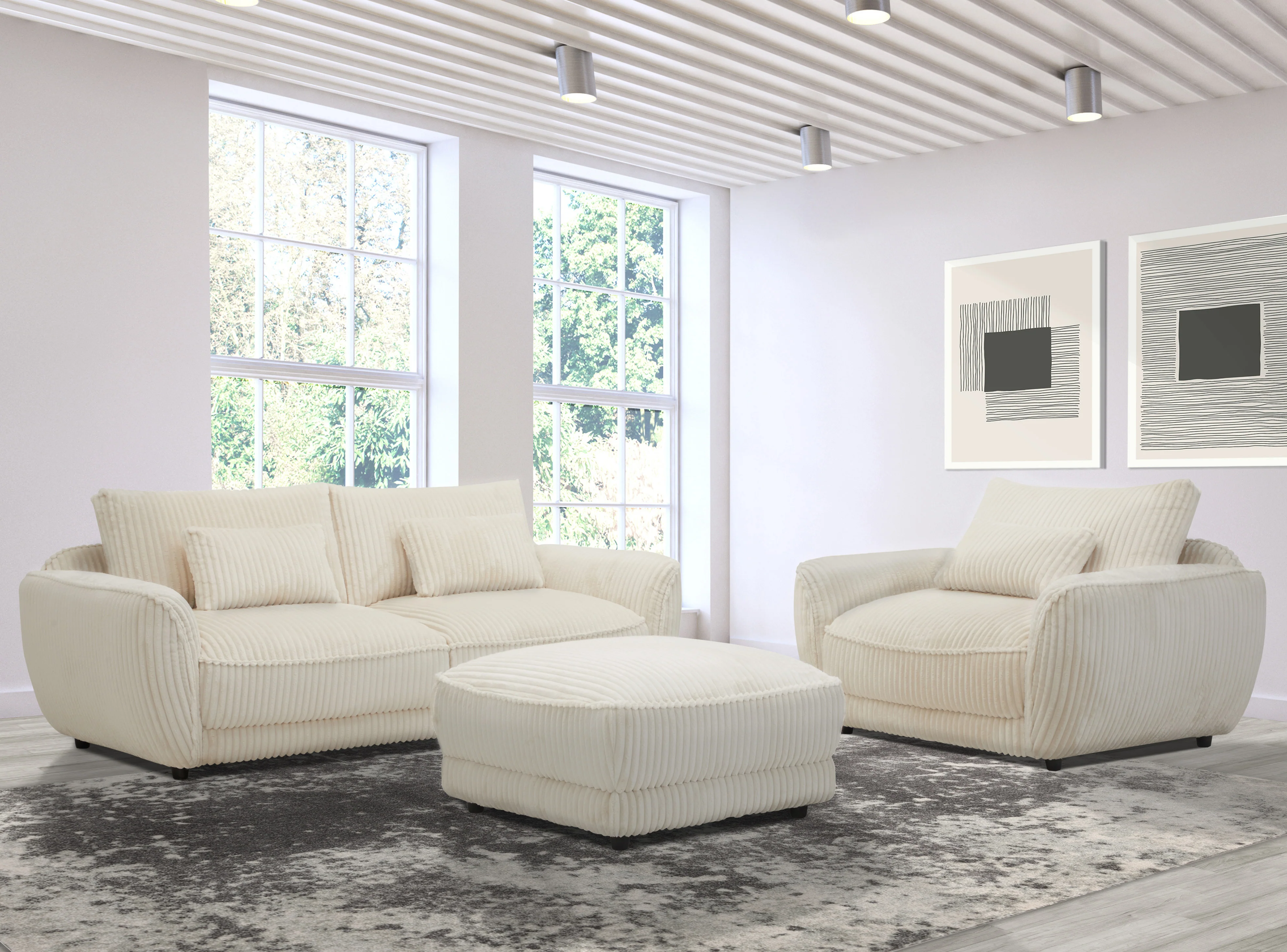 Parker Living Utopia - Mega Ivory Ottoman with Casters - Image 3