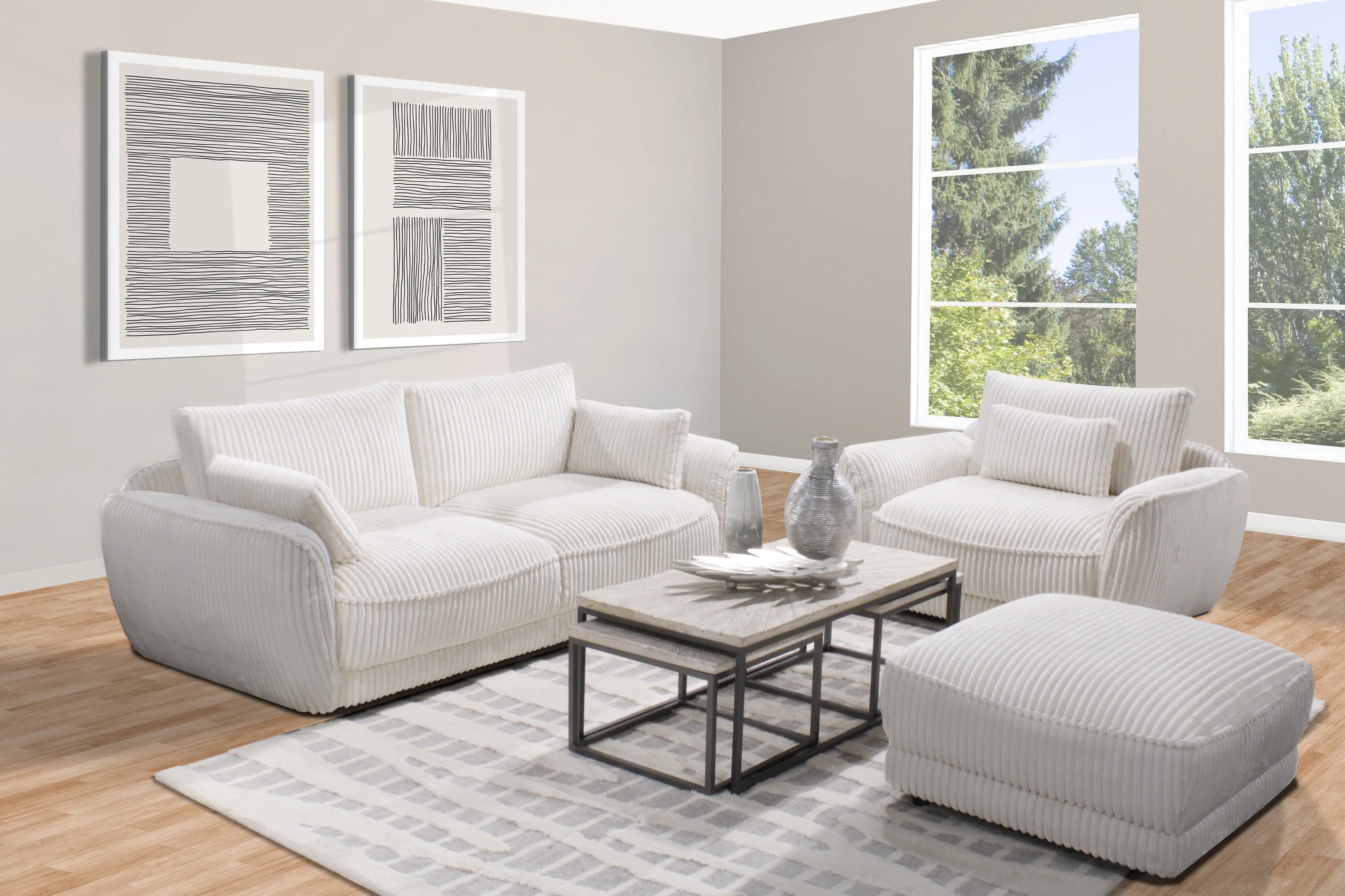 Parker Living Utopia - Mega Ivory Ottoman with Casters - Image 4