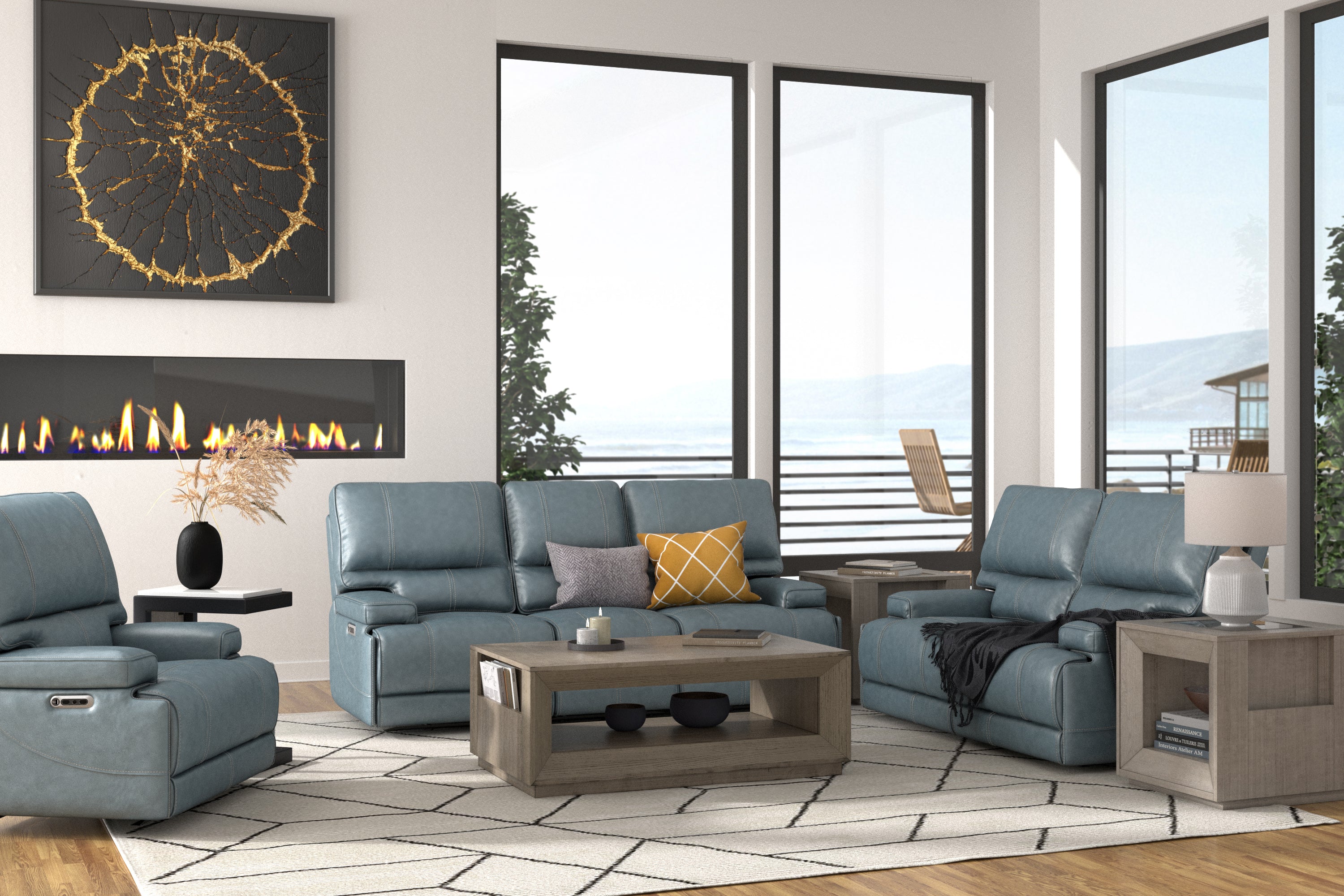 Parker Living Whitman - Verona Azure - Powered By Freemotion Power Reclining Sofa Loveseat and Recliner - Image 3