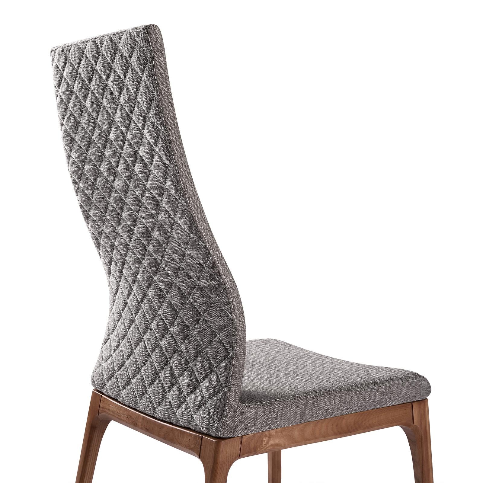 Parker Mid-Century Dining Chair in Walnut Finish and Gray Fabric - Set of 2 - Image 5