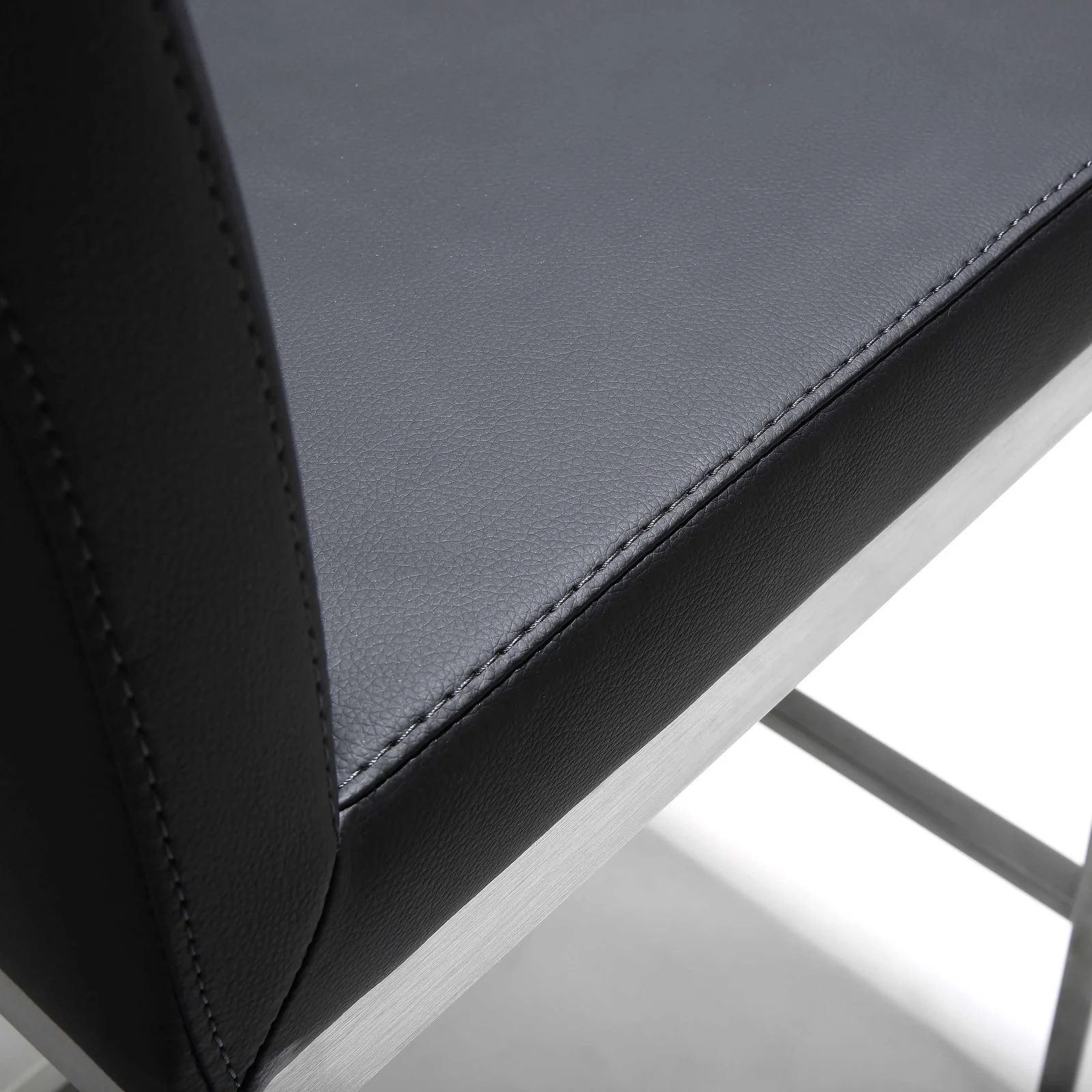 Parma Black Performance Vegan Leather and Stainless Steel Counter Stool - Set of 2 - Image 7