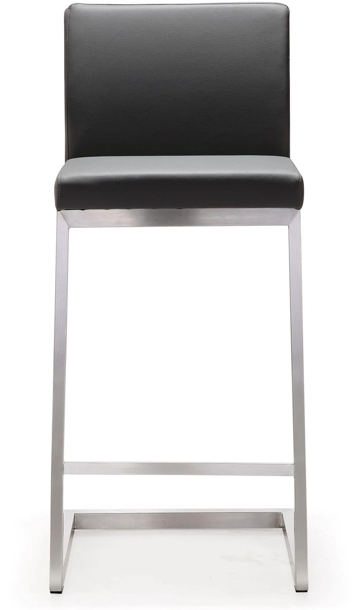 Parma Grey Performance Vegan Leather and Stainless Steel Counter Stool - Set of 2 - Image 4