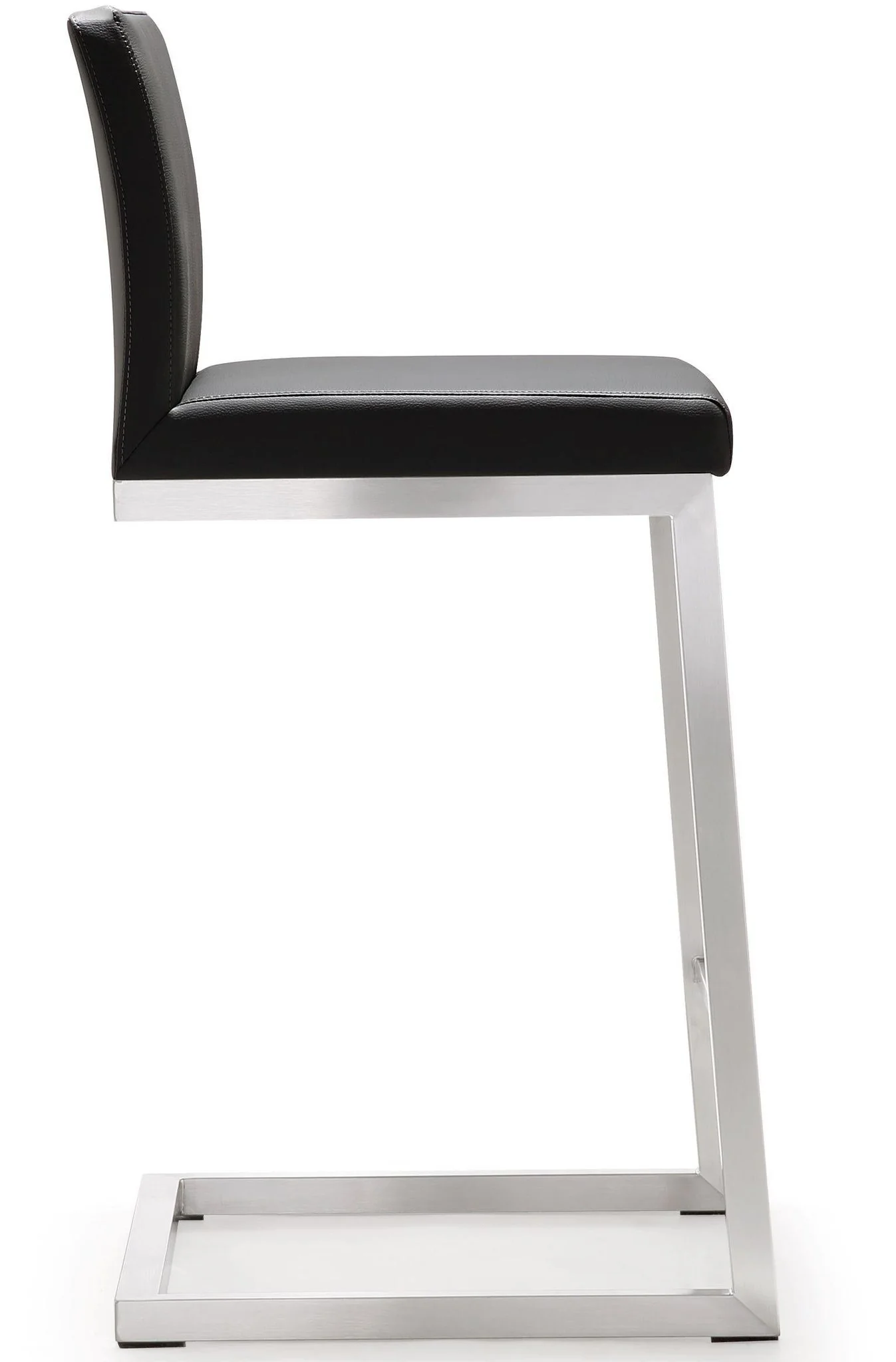 Parma Grey Performance Vegan Leather and Stainless Steel Counter Stool - Set of 2 - Image 5
