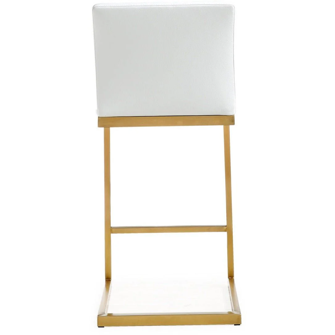 Parma White Performance Vegan Leather and Gold Steel Counter Stool - Set of 2 - Image 6