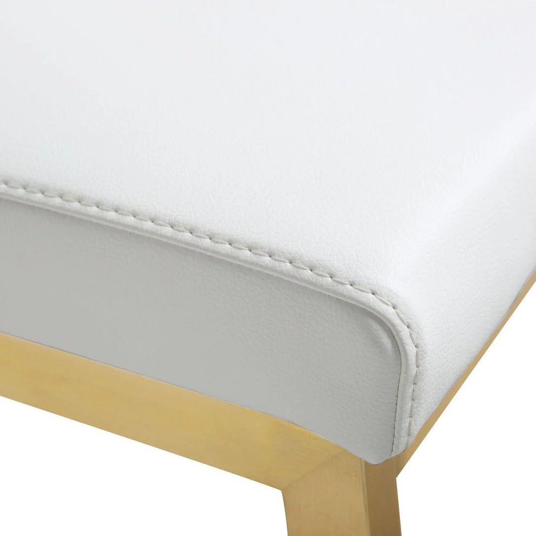 Parma White Performance Vegan Leather and Gold Steel Counter Stool - Set of 2 - Image 7
