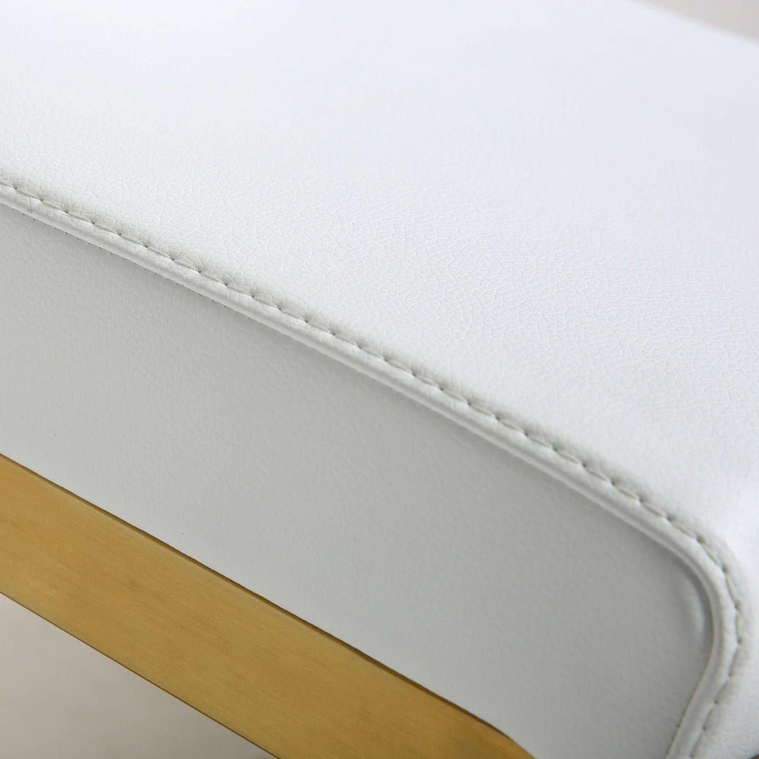 Parma White Performance Vegan Leather and Gold Steel Counter Stool - Set of 2 - Image 9