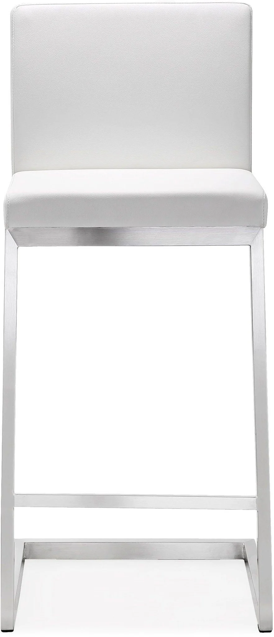 Parma White Performance Vegan Leather and Stainless Steel Counter Stool - Set of 2 - Image 4