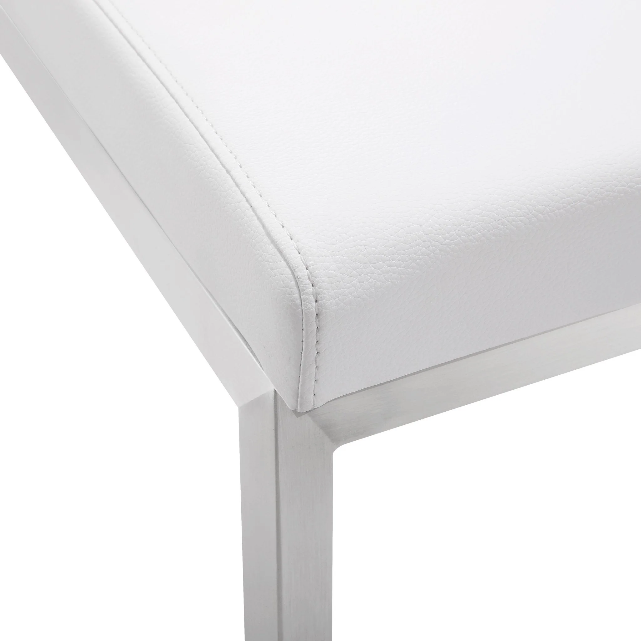 Parma White Performance Vegan Leather and Stainless Steel Counter Stool - Set of 2 - Image 7