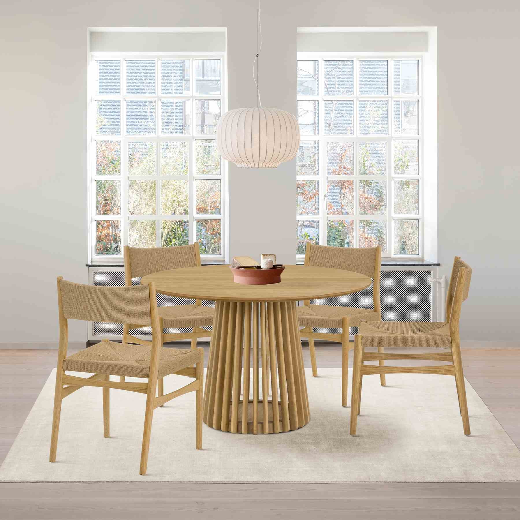 Pasadena 47" Wood Round Dining Table in Natural Oak Finish - Image 8