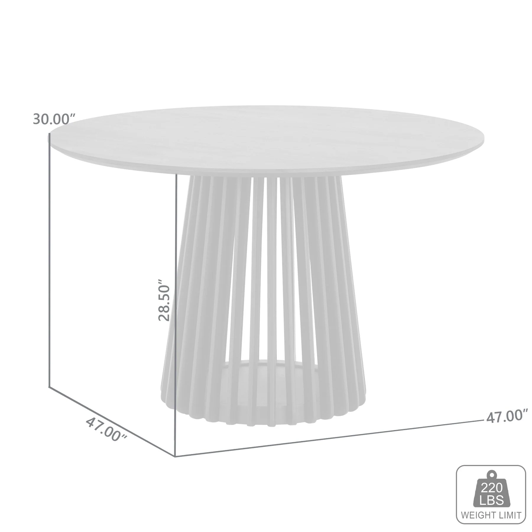 Pasadena 47" Wood Round Dining Table with Walnut Finish and Black Base - Image 7