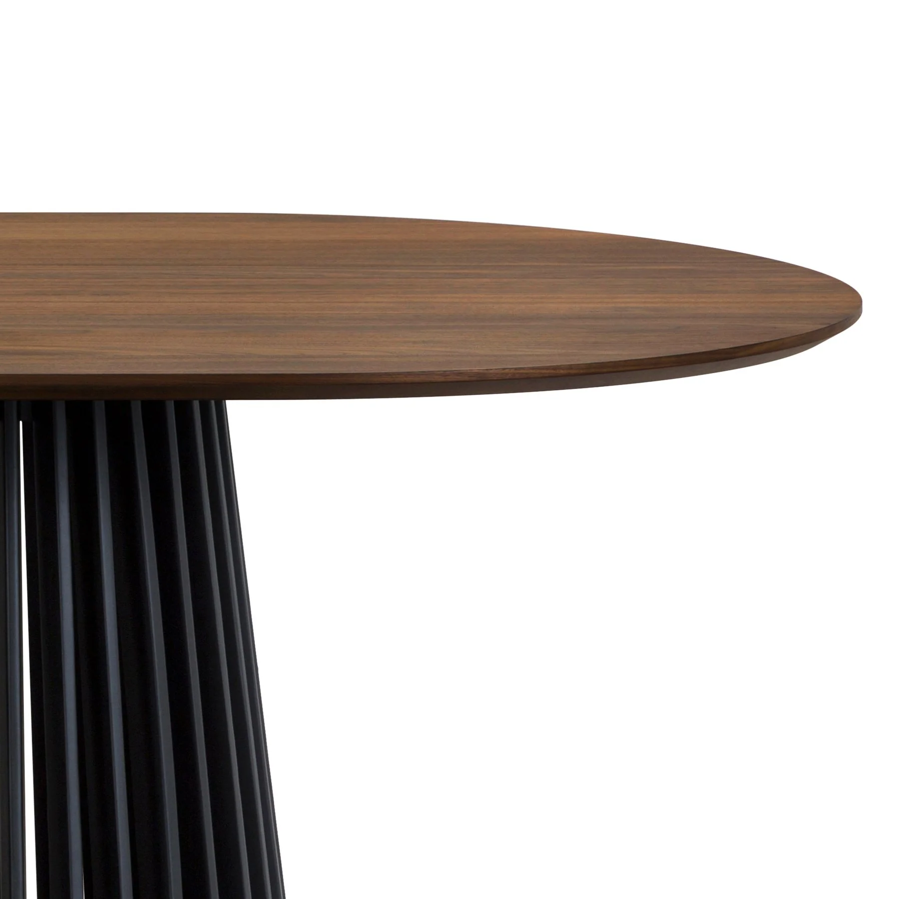 Pasadena 79" Wood Oval Dining Table with Walnut Finish and Black Base - Image 3
