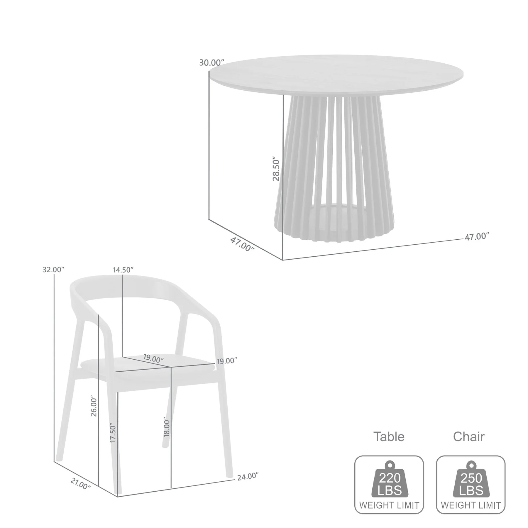 Pasadena Apache 5 Piece Round Dining Set in Walnut and Black Oak Finish with Faux Leather - Image 10