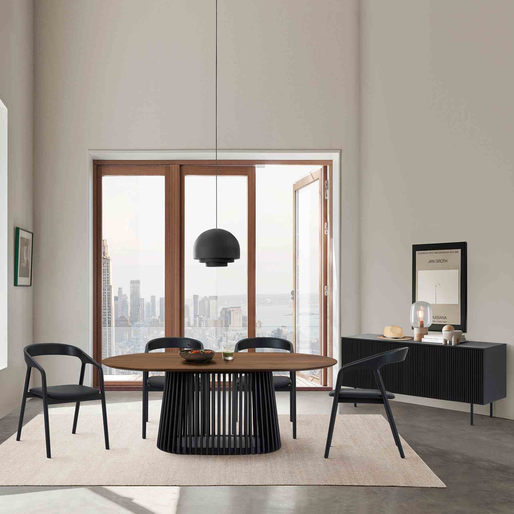 Pasadena Apache 6 Piece Oval Dining Set with Buffet in Walnut and Black Oak Finish - Image 12