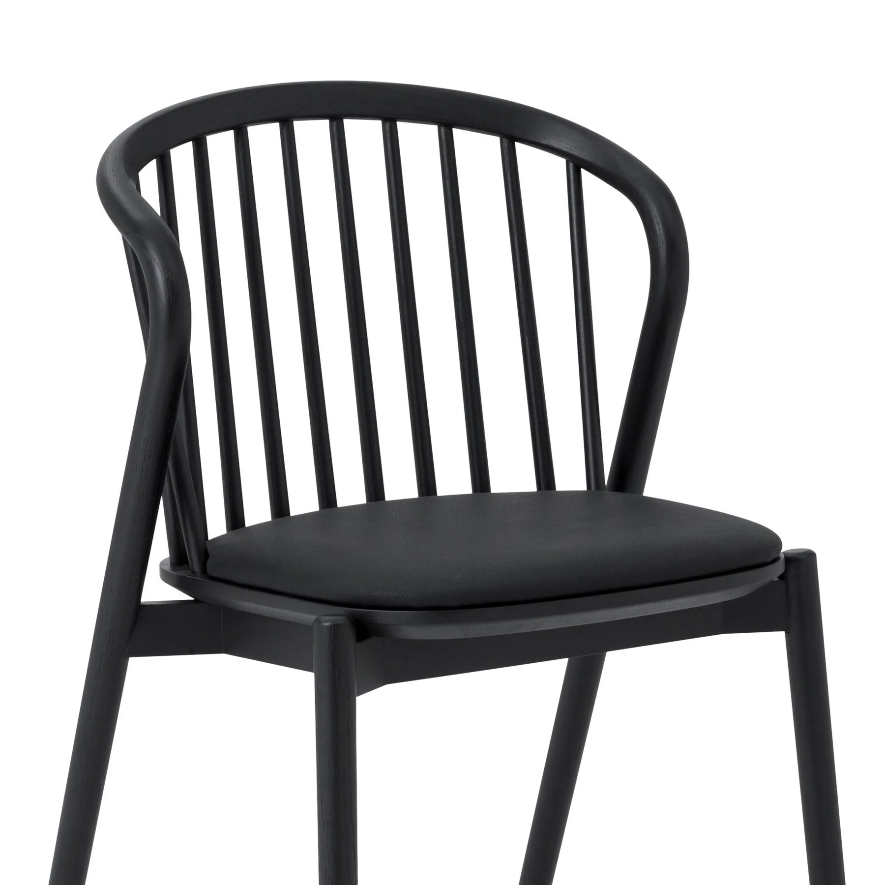 Pasadena Echo 5 Piece Oval Dining Set in Black Oak Finish with Black Faux Leather - Image 6