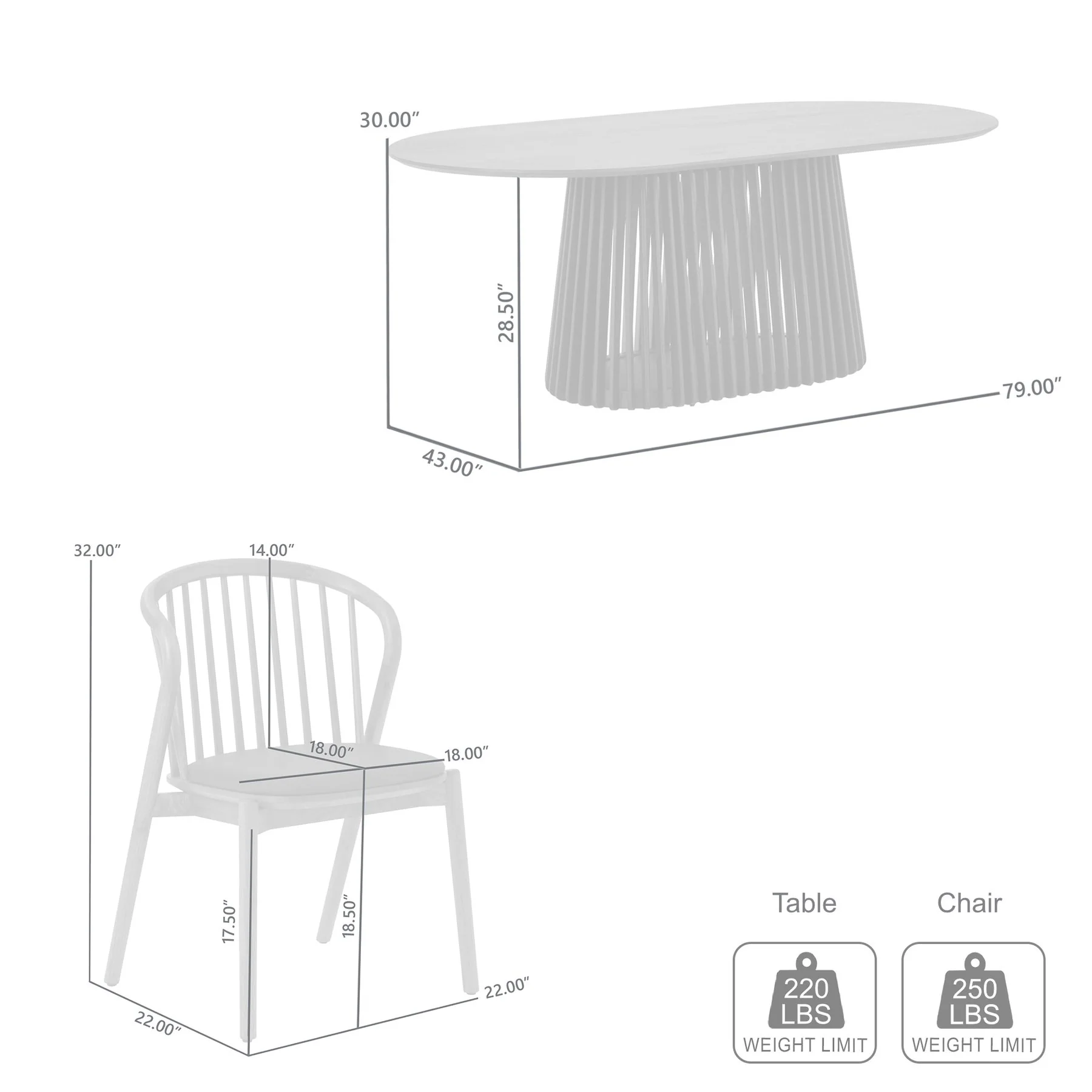 Pasadena Echo 5 Piece Oval Dining Set with Walnut and Black Finish Table and Walnut Finish Chairs - Image 11