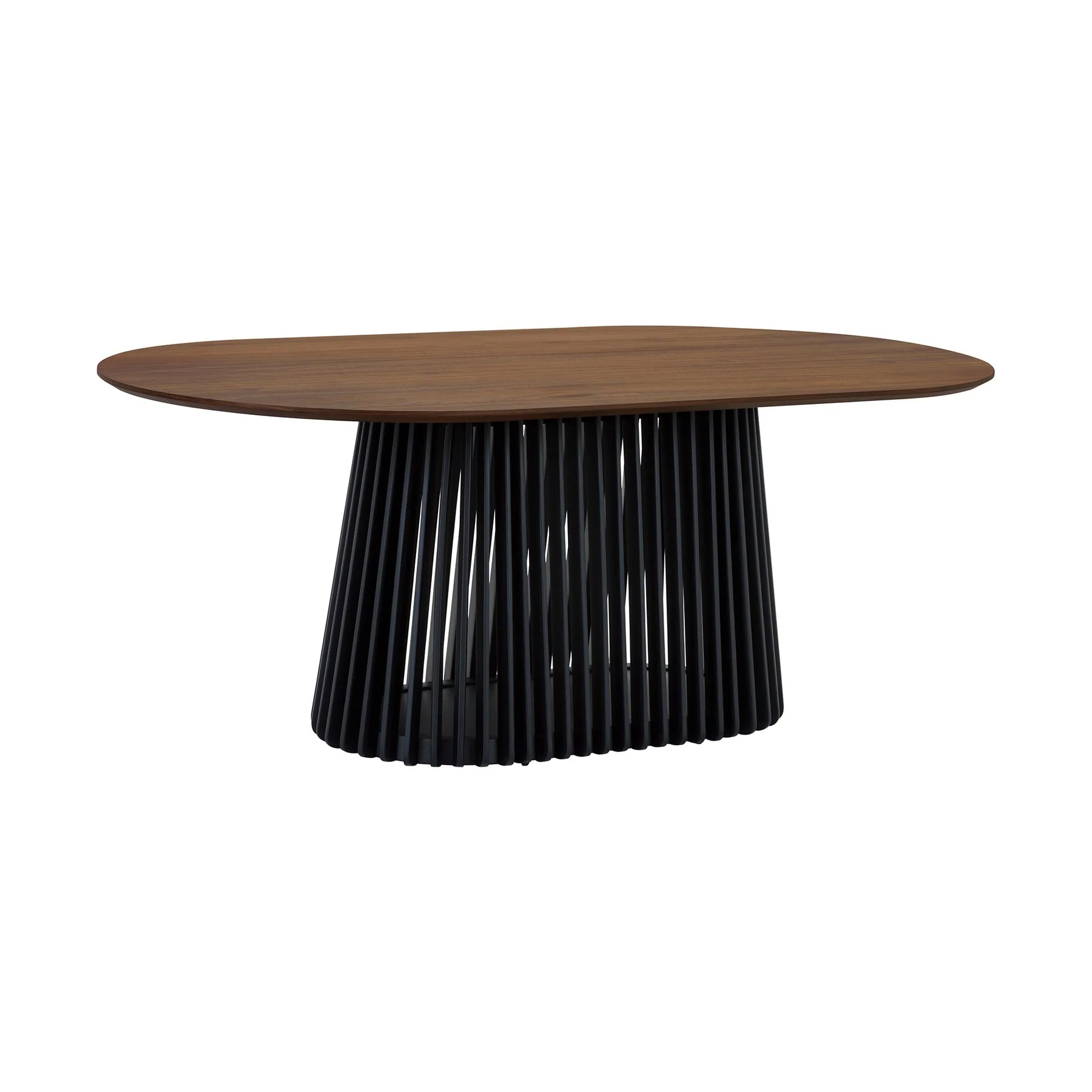 Pasadena Echo 5 Piece Oval Dining Set with Walnut and Black Finish Table and Walnut Finish Chairs - Image 4