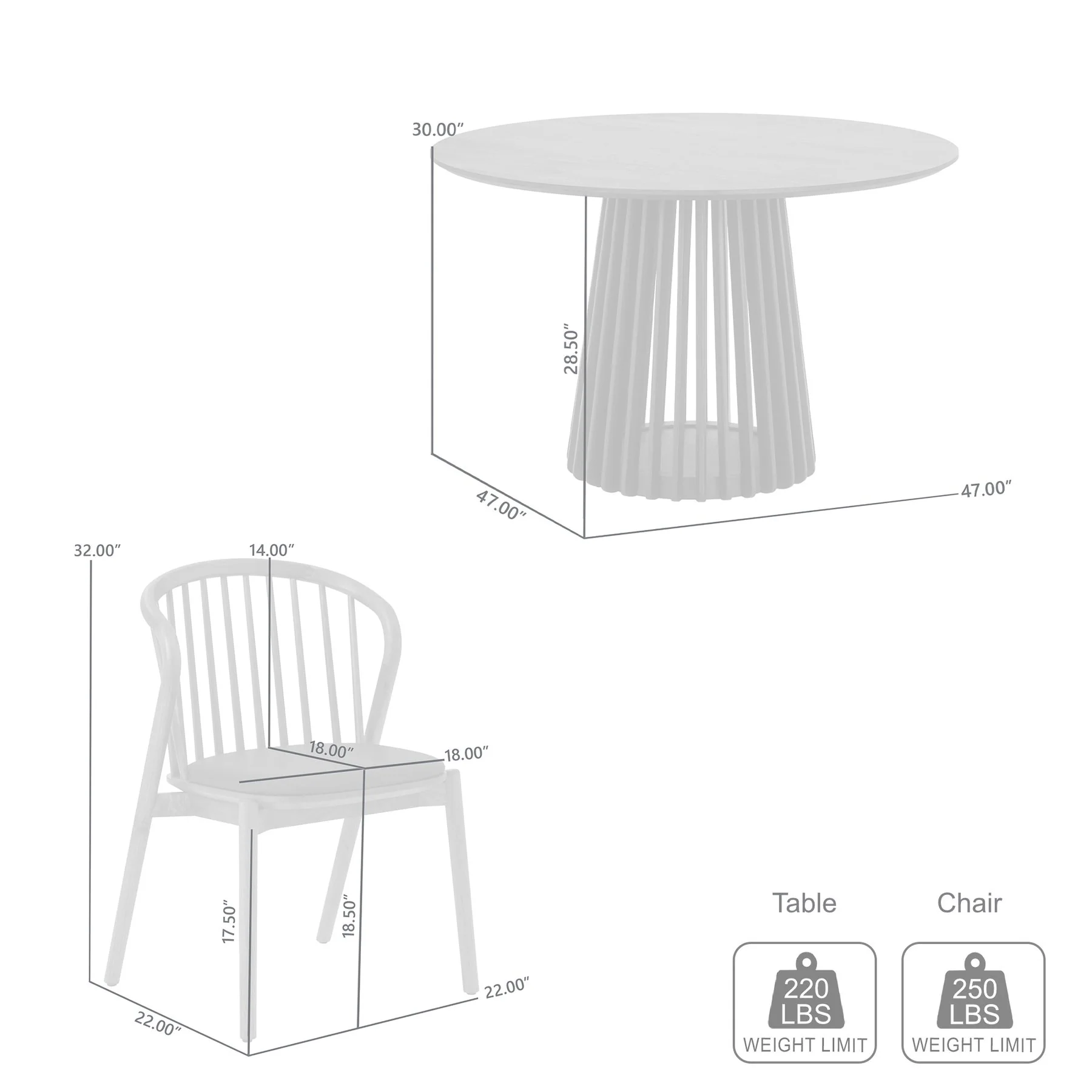 Pasadena Echo 5 Piece Round Dining Set with Walnut and Black Finish Table and Walnut Finish Chairs - Image 10