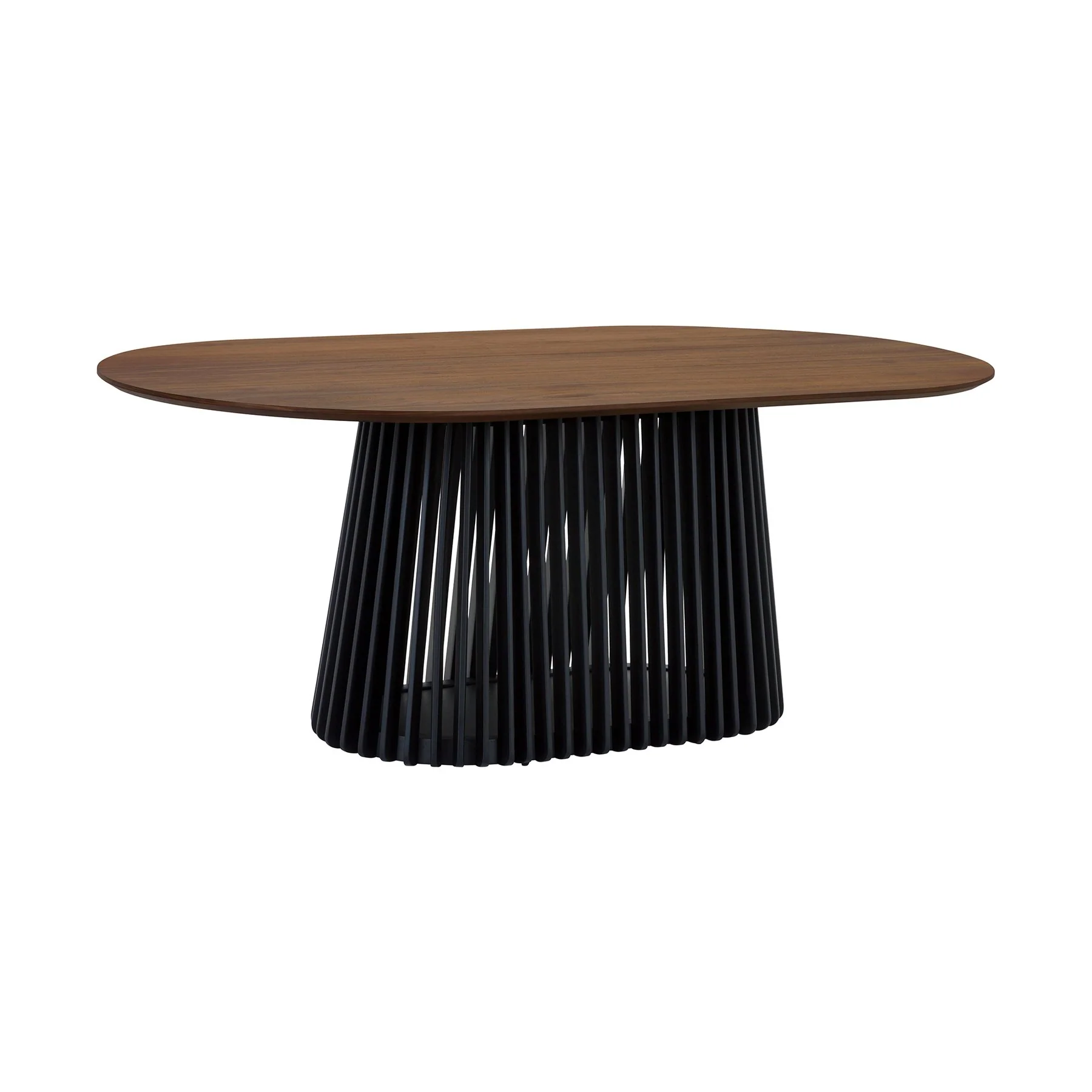 Pasadena Erie 5 Piece Oval Dining Set in Walnut and Black Finish with Paper Cord Chairs - Image 4