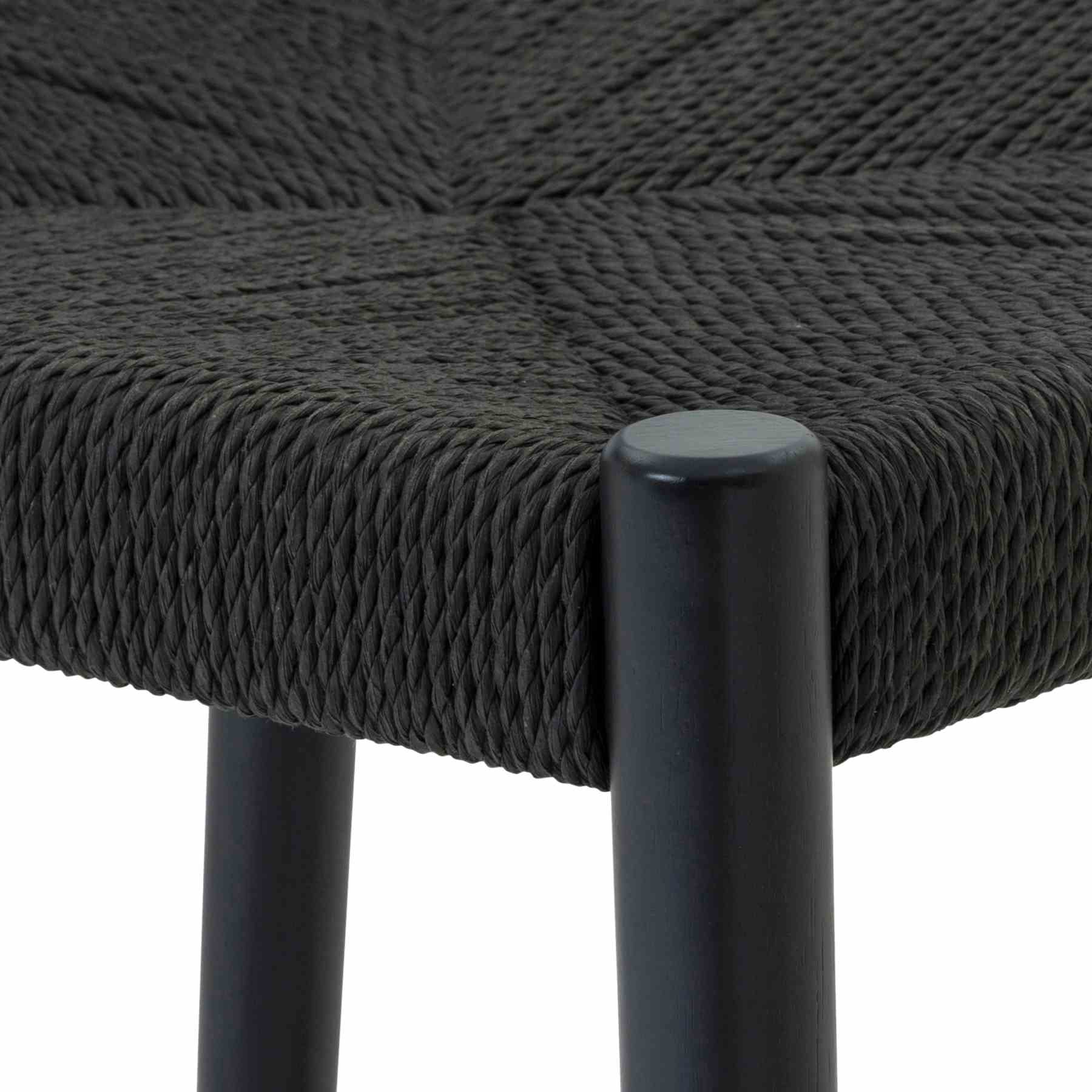 Pasadena Erie 5 Piece Round Dining Set in Natural Oak Finish with Black Paper Cord Chairs - Image 7