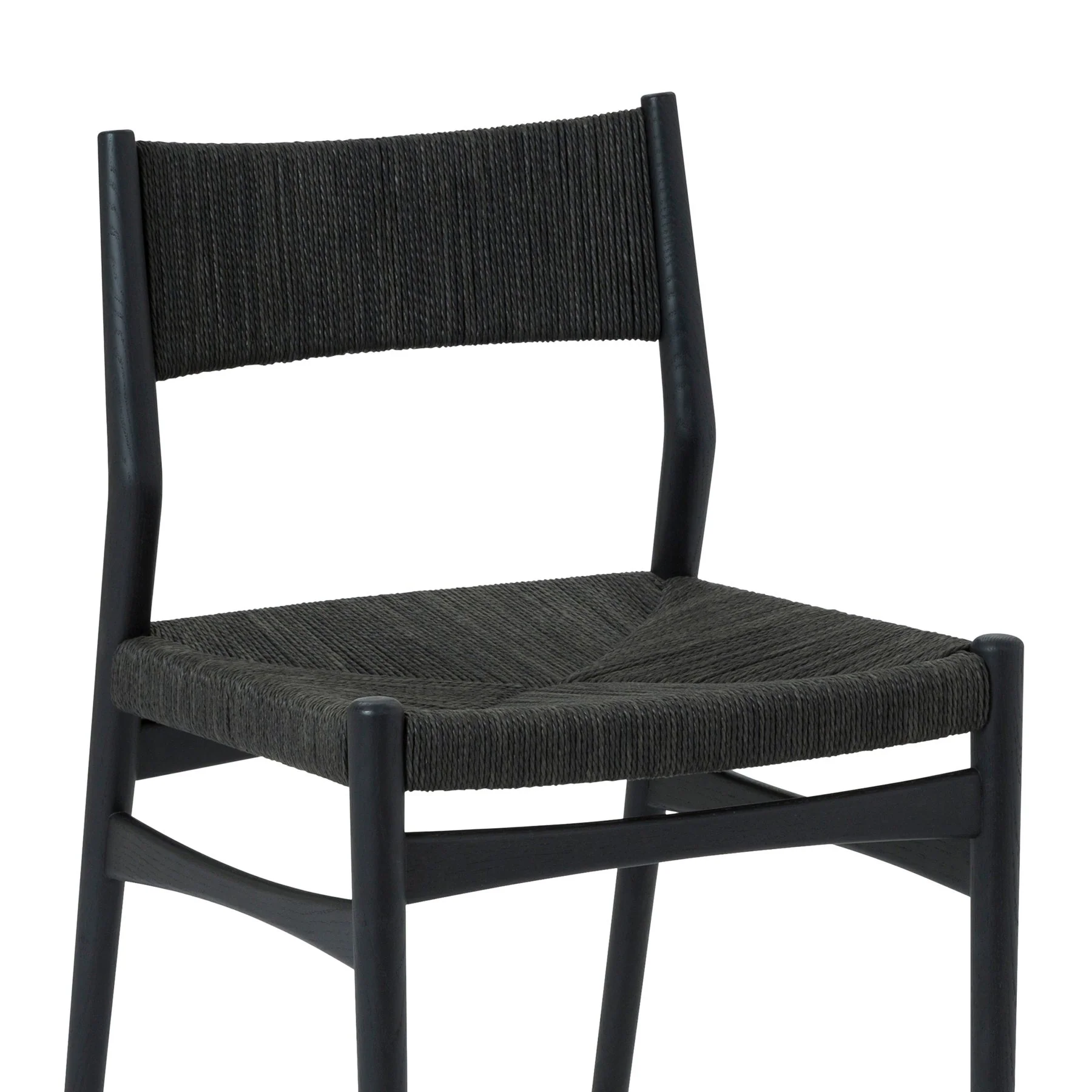 Pasadena Erie 5 Piece Round Dining Set in Walnut and Black Finish with Paper Cord Chairs - Image 5