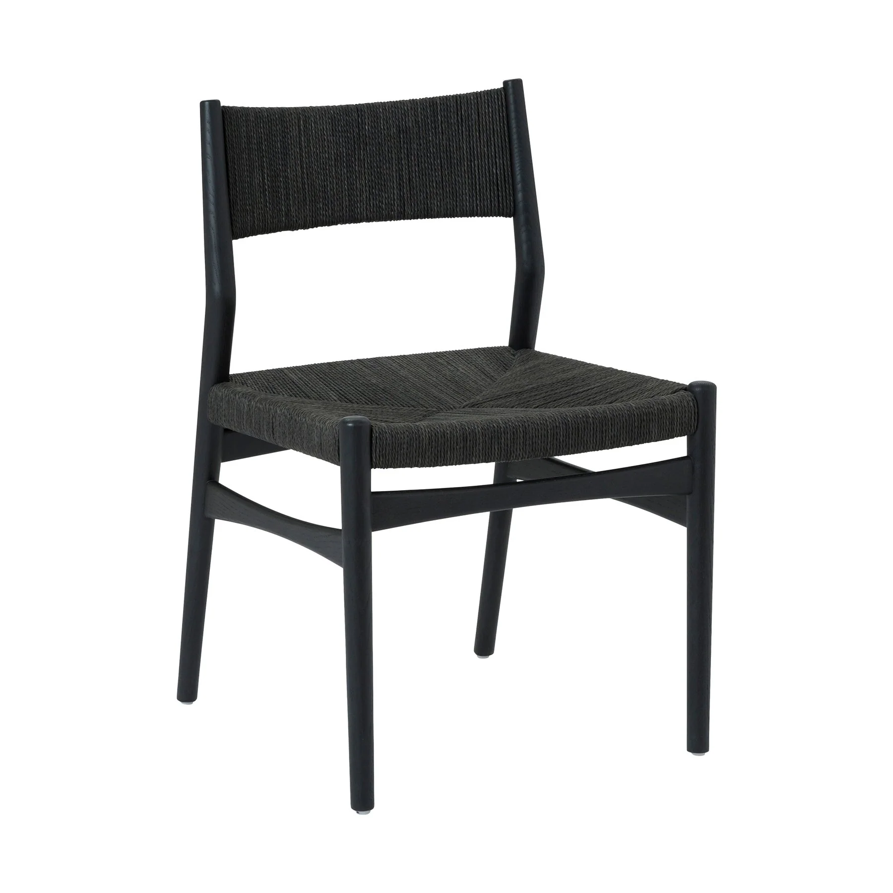 Pasadena Erie 6 Piece Round Dining Set with Buffet and Paper Cord Chairs in Black Finish with Walnut Finish Table Top - Image 2