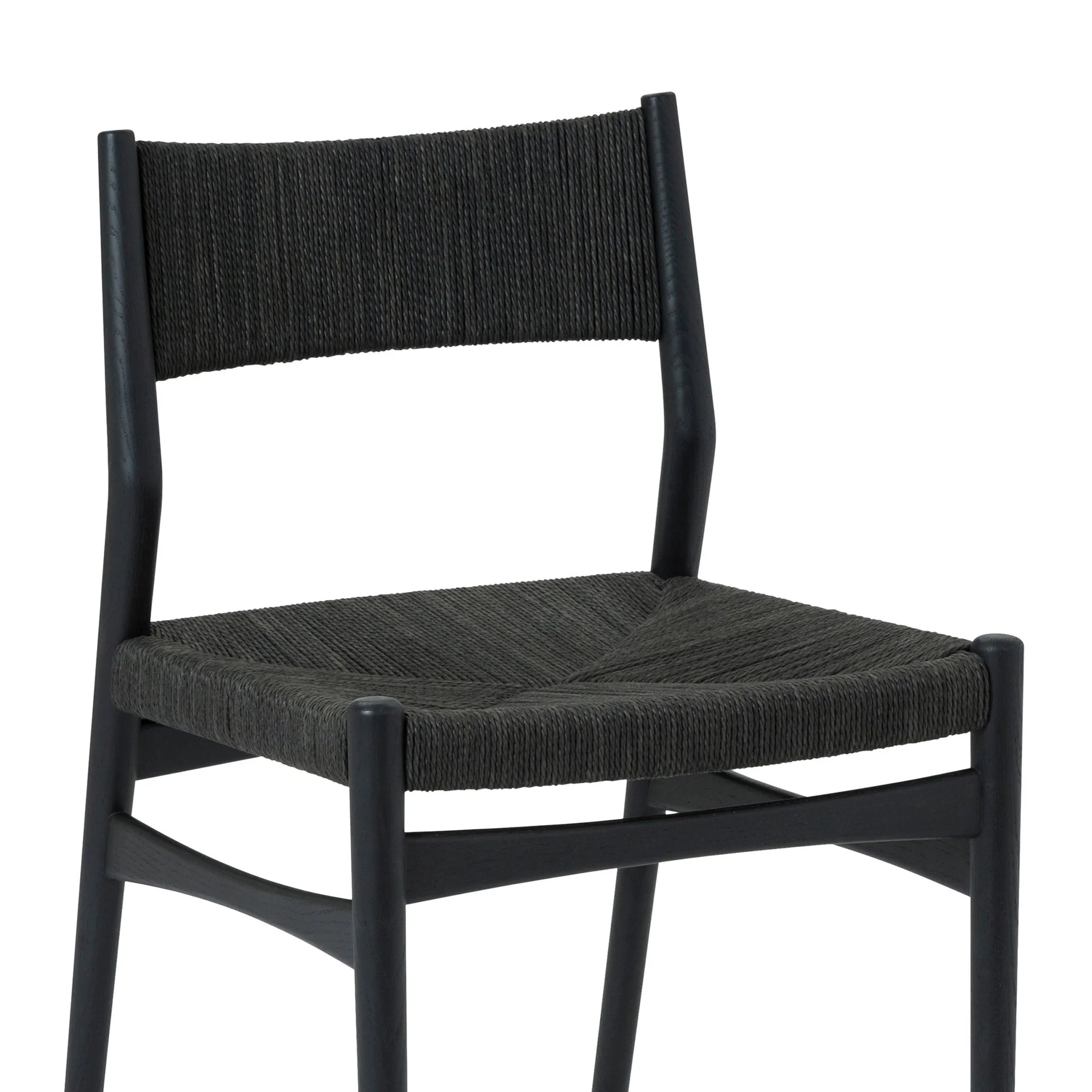 Pasadena Erie 7 Piece Oval Dining Set in Walnut and Black Finish with Paper Cord Chairs - Image 6