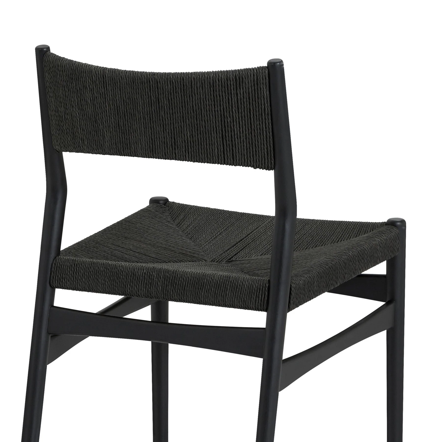Pasadena Erie 7 Piece Oval Dining Set in Walnut and Black Finish with Paper Cord Chairs - Image 7