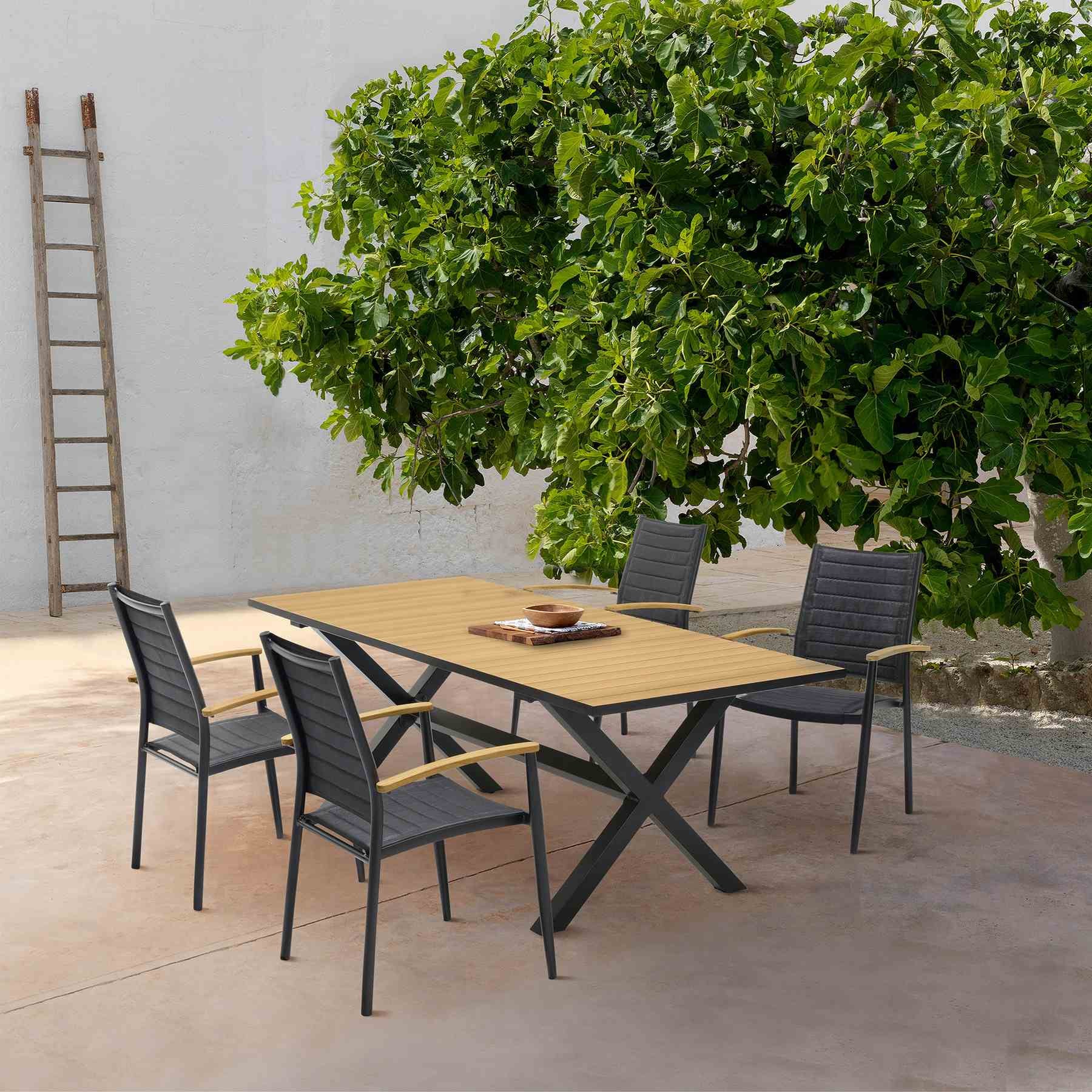 Paseo & Portals Outdoor 5 Piece Black Aluminum Dining Set - Image 8