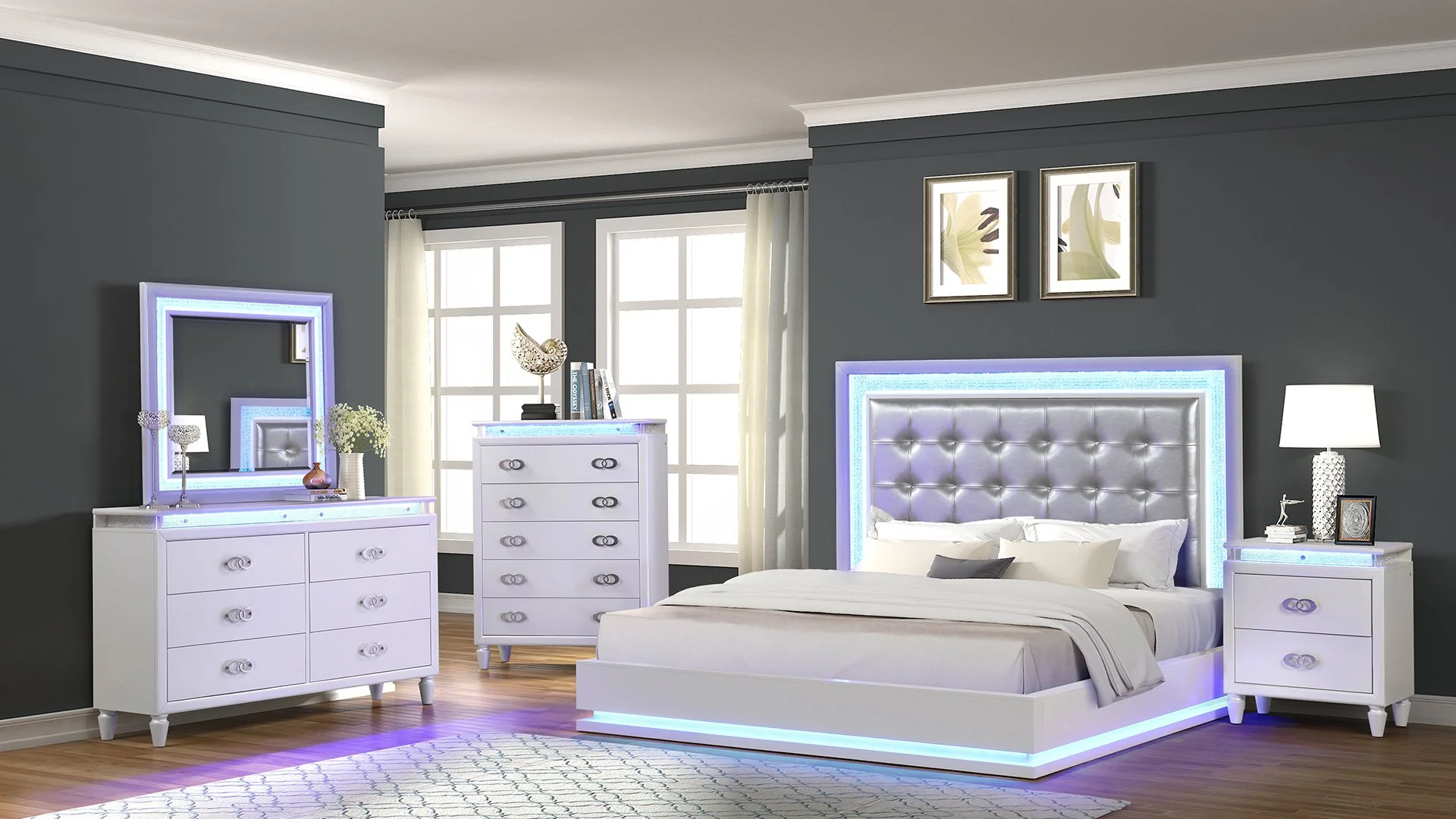 Passion King 5PC Bedroom Set Milky White - Image 18