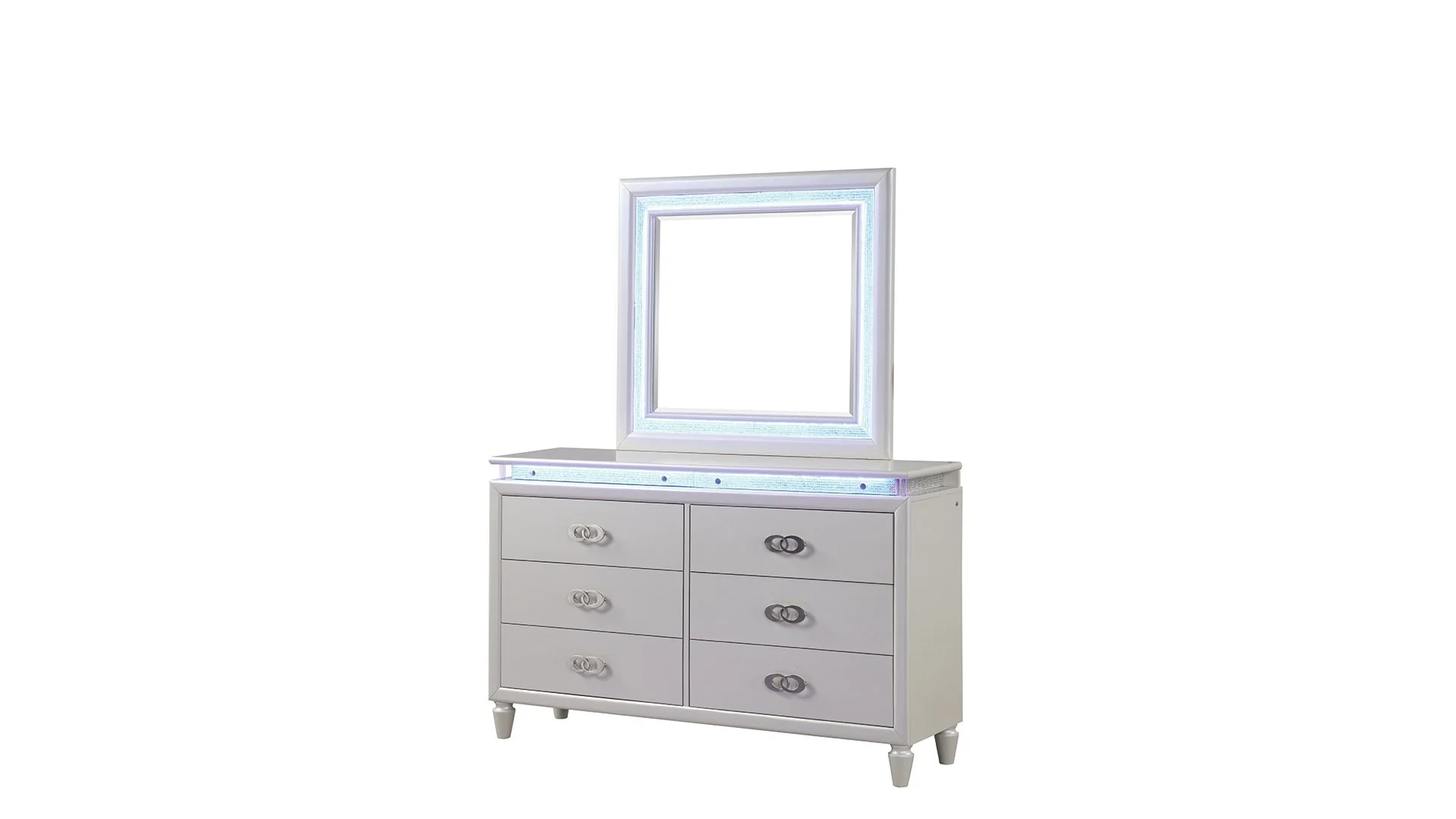 Passion Queen 4PC with Vanity Bedroom set Milky White - Image 11