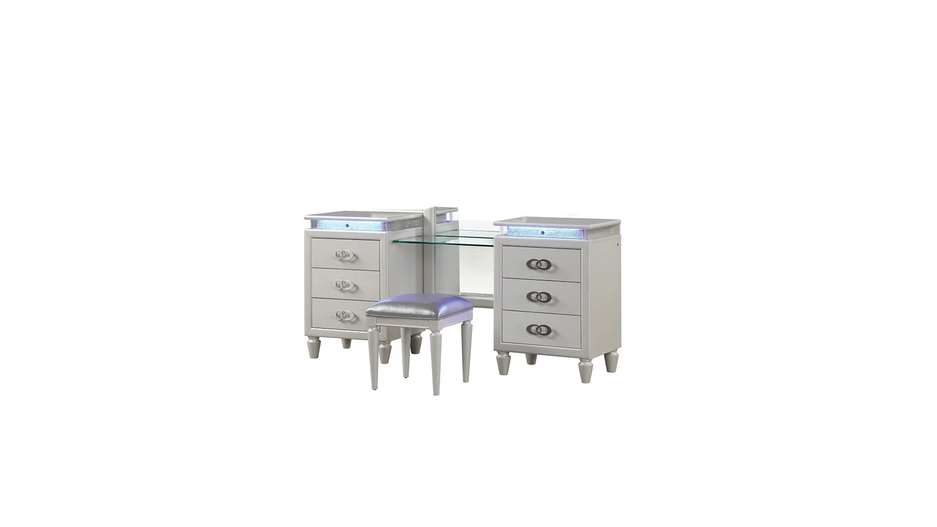 Passion Queen 5 PC with Vanity Bedroom Set Milky White - Image 16